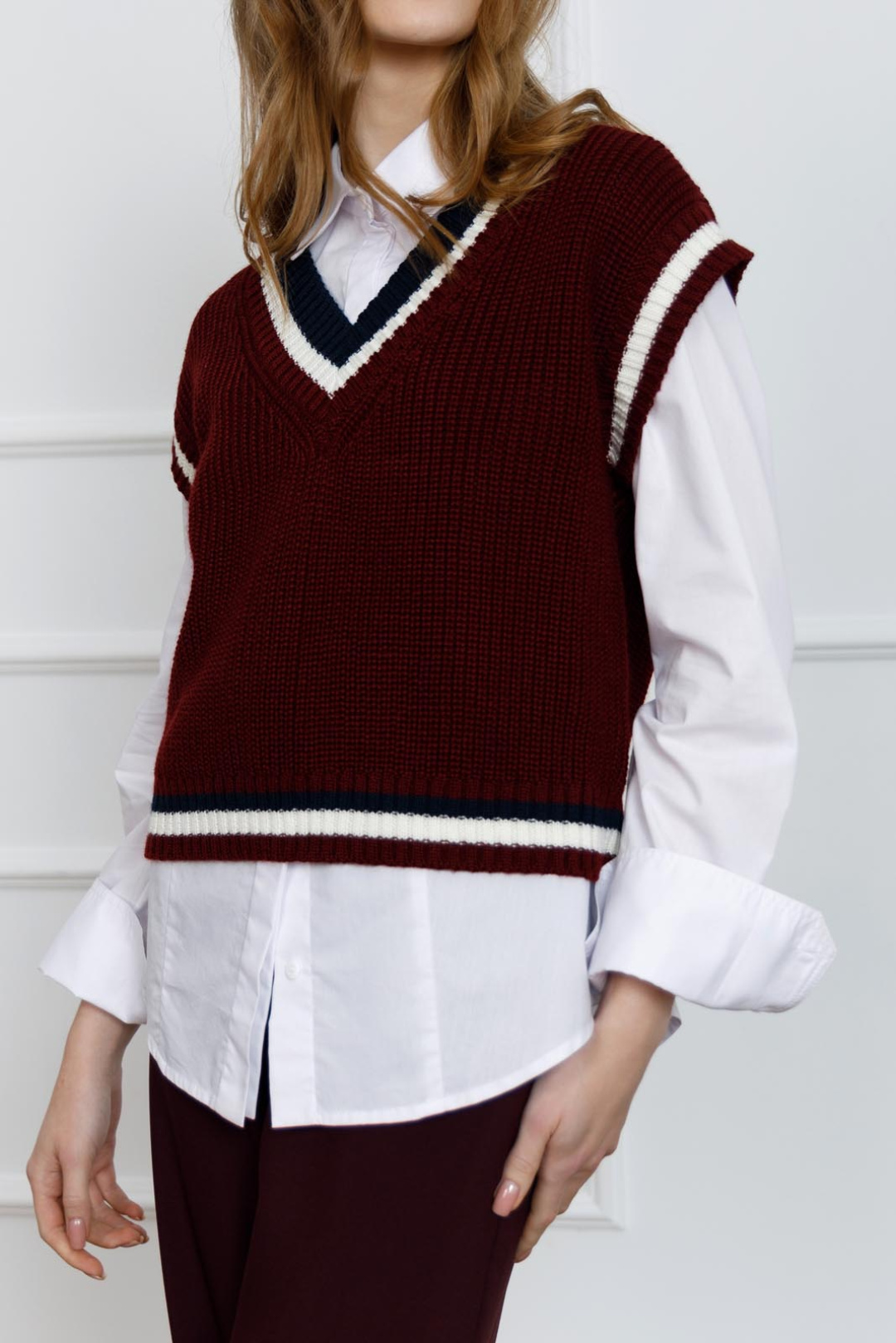 Жилет Romgil ТЗ905Ш бордовый, молочный, темно-синий - фото 3