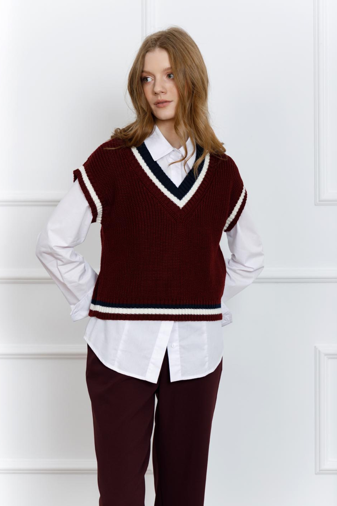 Жилет Romgil ТЗ905Ш бордовый, молочный, темно-синий - фото 5