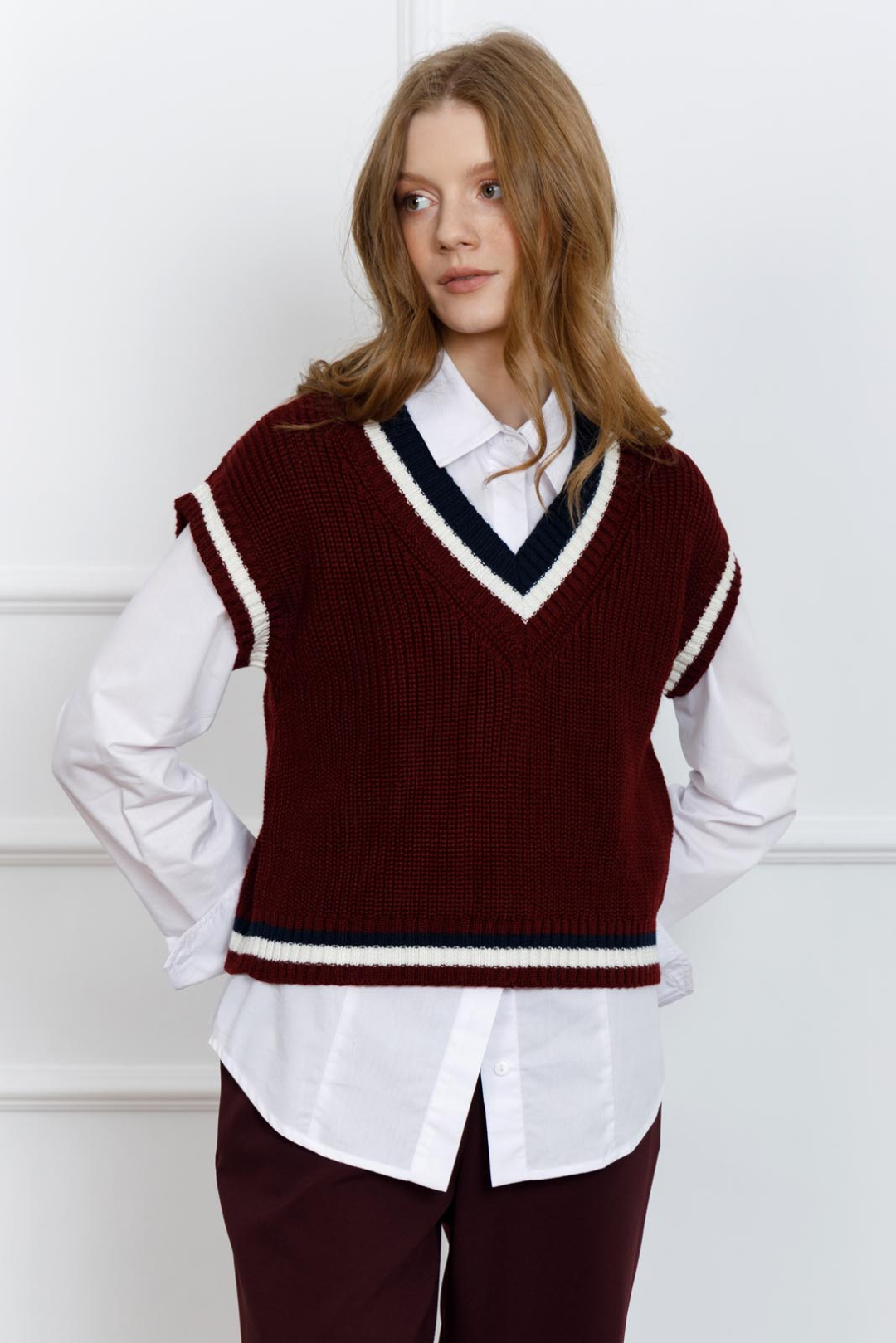 Жилет Romgil ТЗ905Ш бордовый, молочный, темно-синий - фото 6