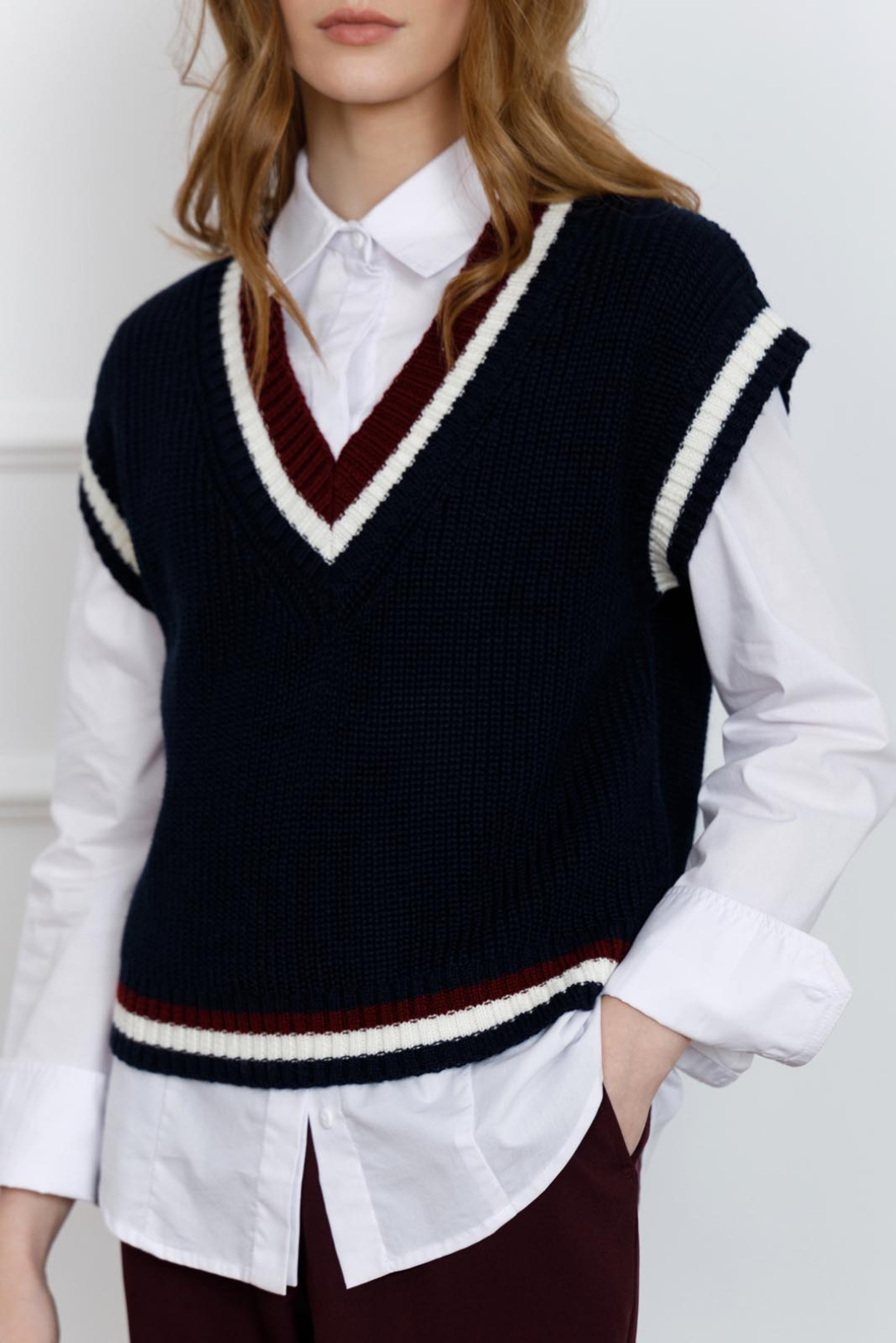 Жилет Romgil ТЗ905Ш темно-синий, молочный, красновато-бордовый - фото 3