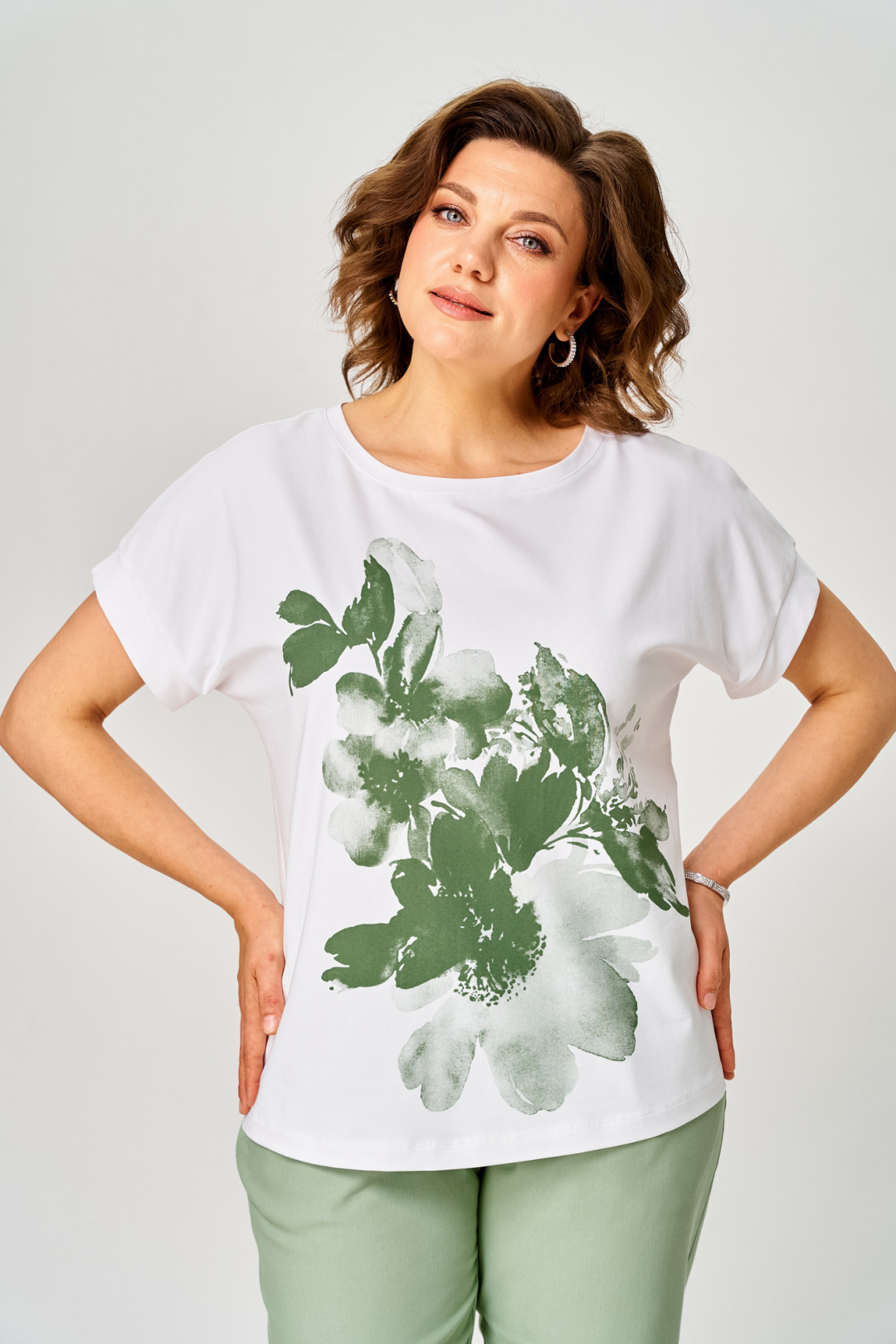 Футболка Rumoda 2259 зеленый + белый
