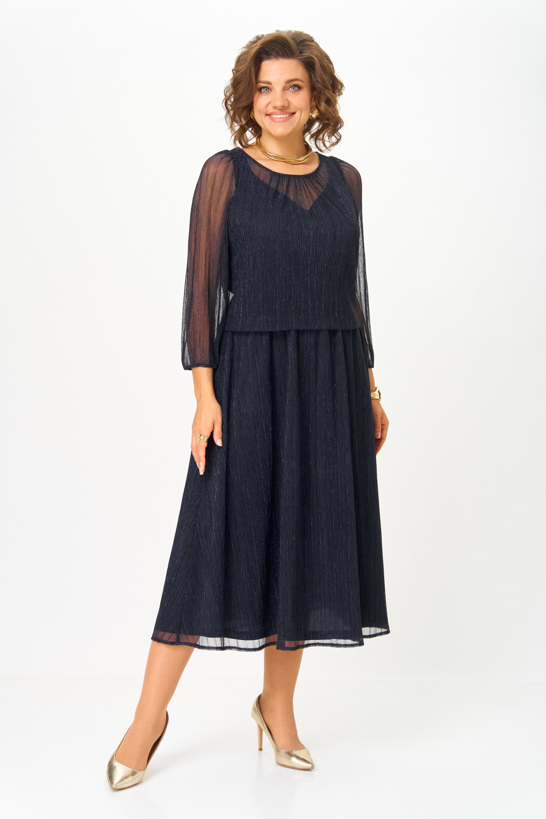 Платье СлавияЭлит 562 темно-синий - фото 1