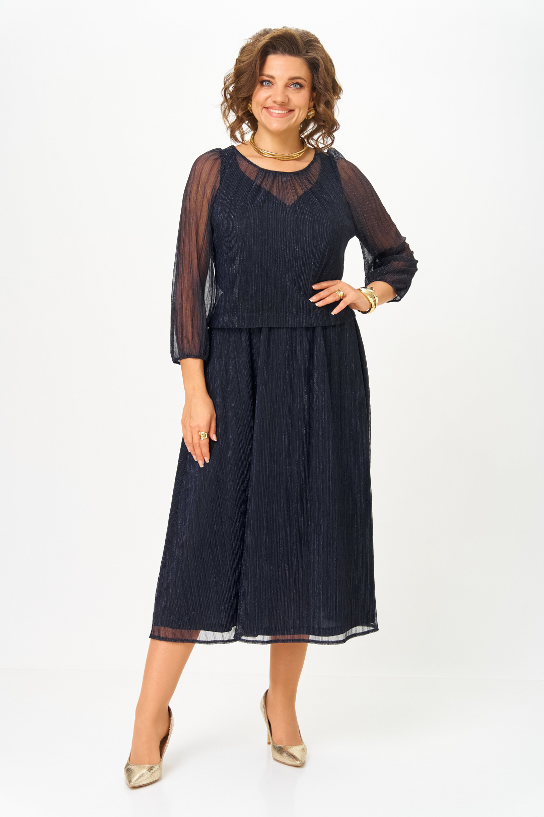 Платье СлавияЭлит 562 темно-синий - фото 2