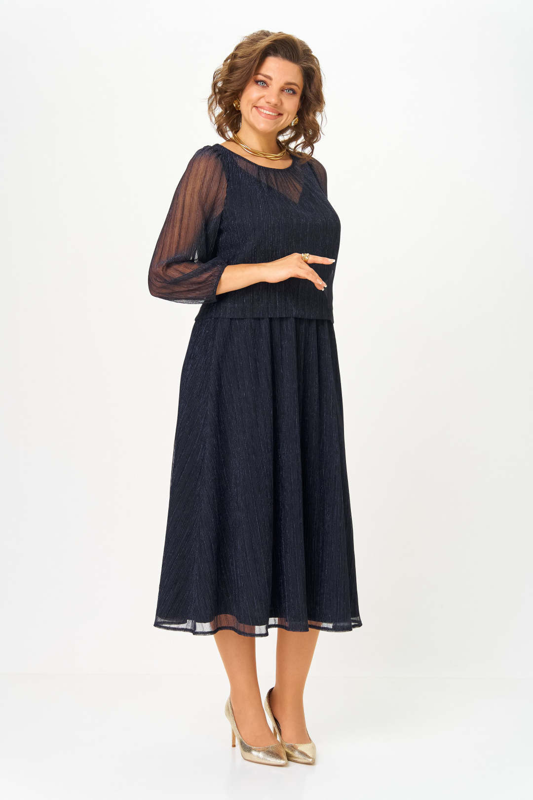 Платье СлавияЭлит 562 темно-синий - фото 3