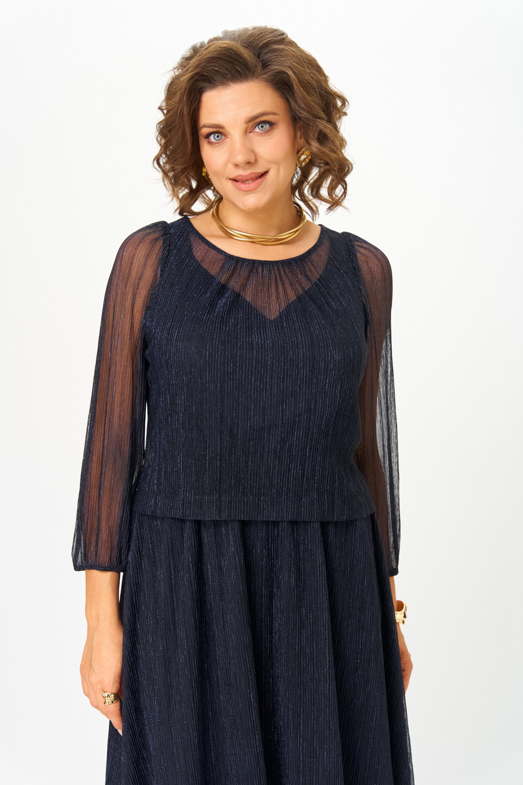 Платье СлавияЭлит 562 темно-синий - фото 4