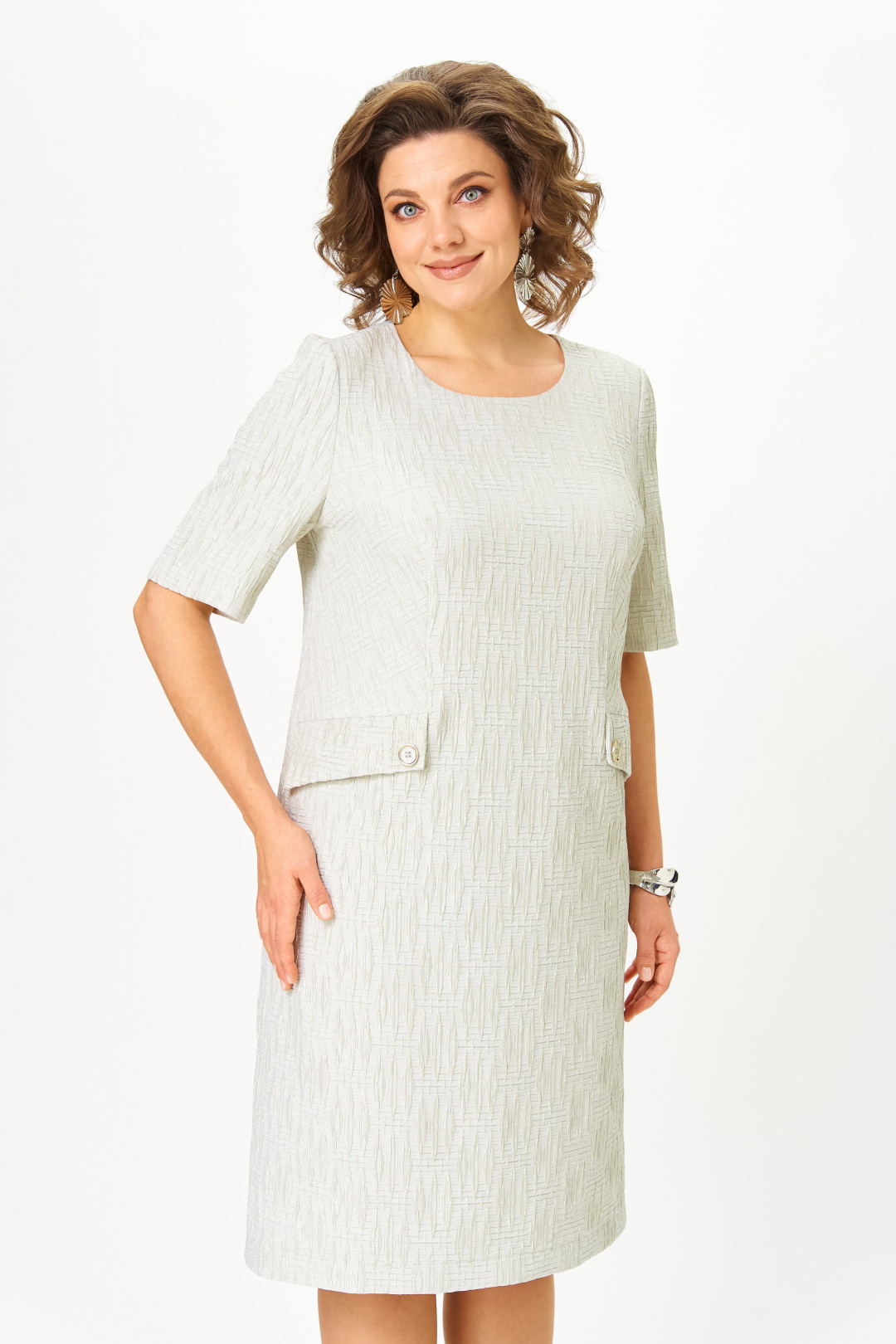 Платье СлавияЭлит 563 однотон с люрексом - фото 2