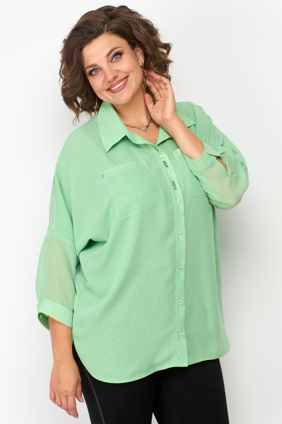 Блузка Solomea Lux 869 салатовый - фото 4
