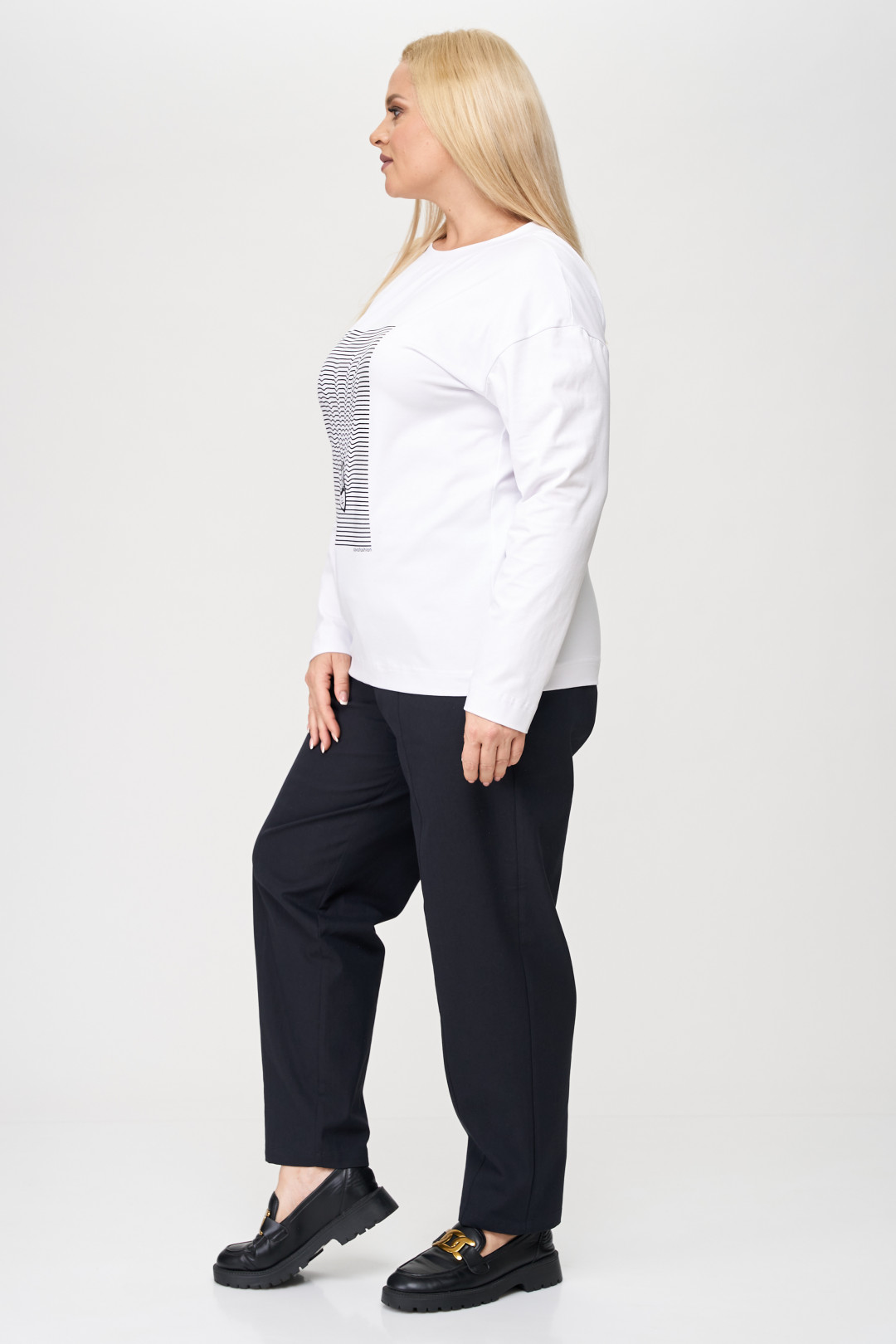 Лонгслив SOVA 11204 белый, черный - фото 6