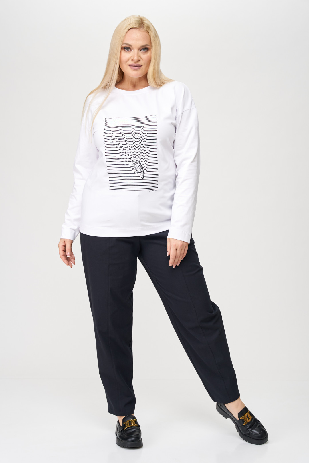 Лонгслив SOVA 11204 белый, черный