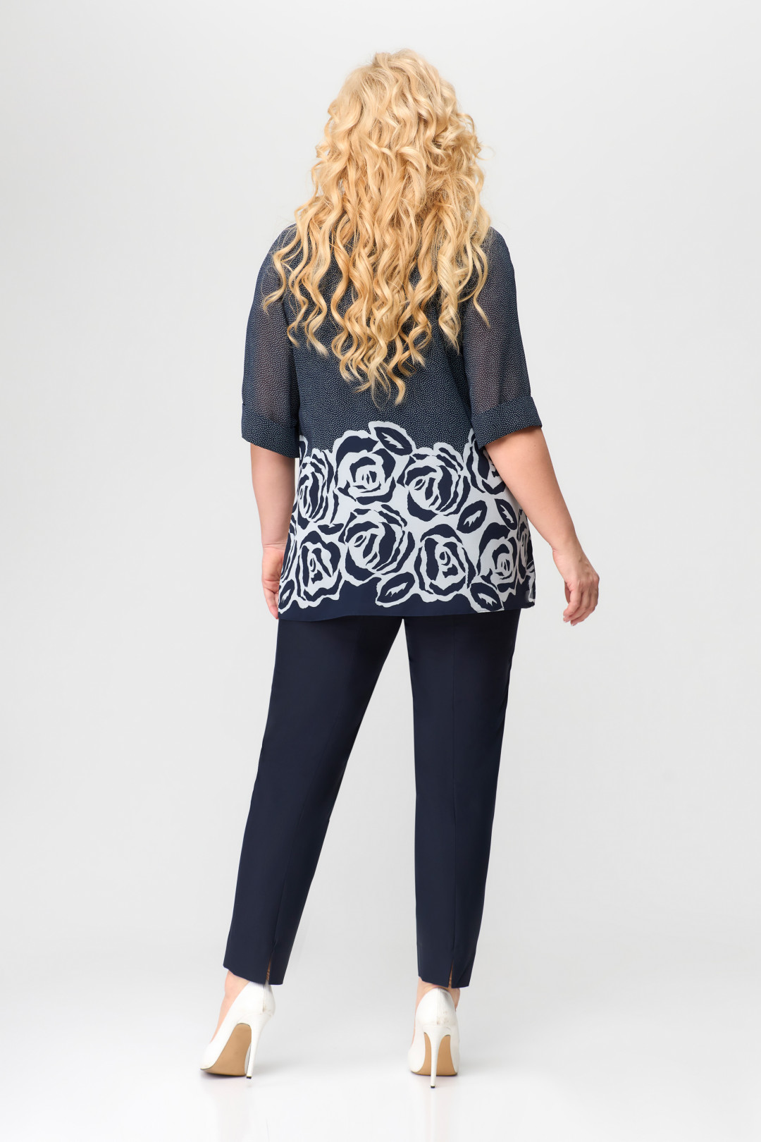 Костюм Светлана-Стиль 1662 синий+цветы - фото 2