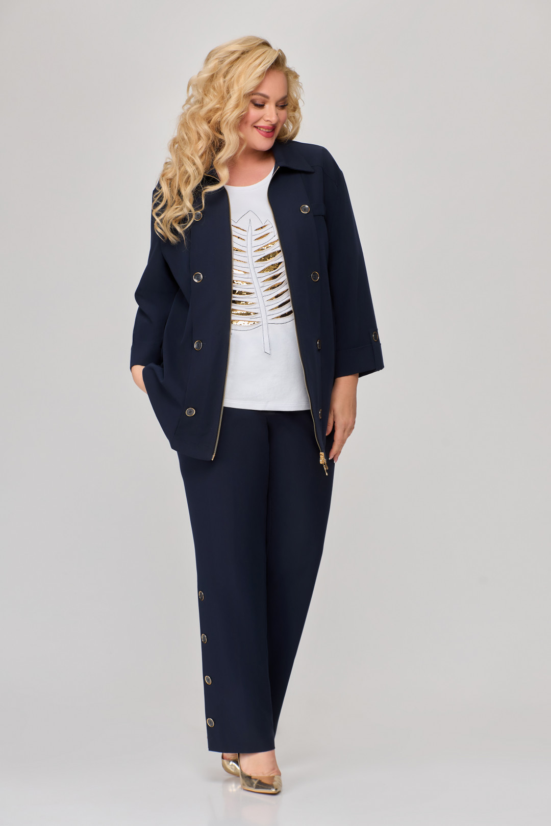 Костюм Светлана-Стиль 1678 синий+белый - фото 1