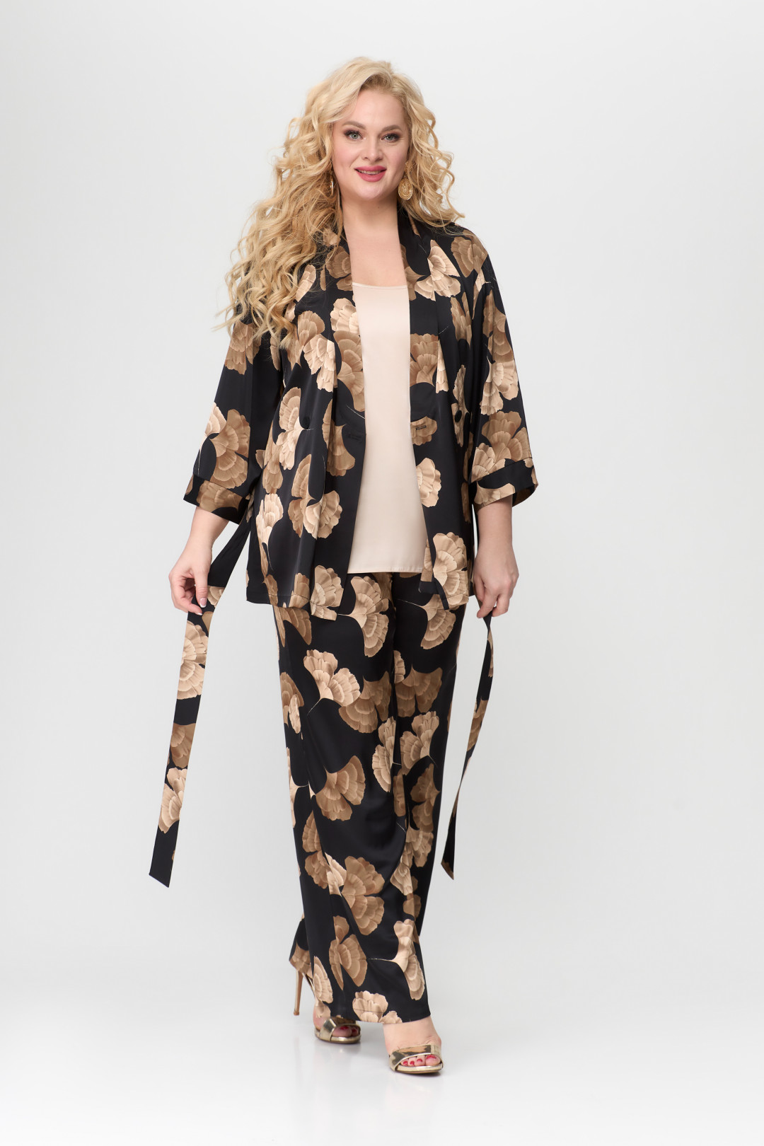 Костюм Светлана-Стиль 1775 черный+цветы - фото 3