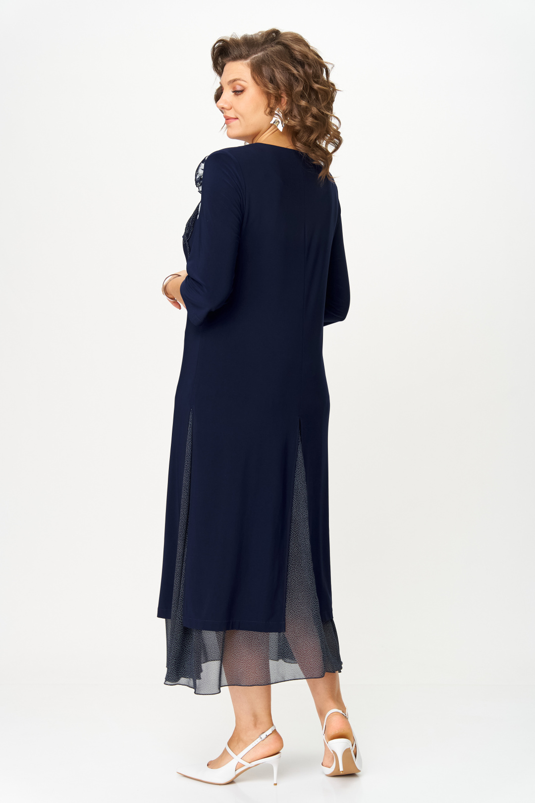 Платье Светлана-Стиль 1958 синий + принт - фото 2