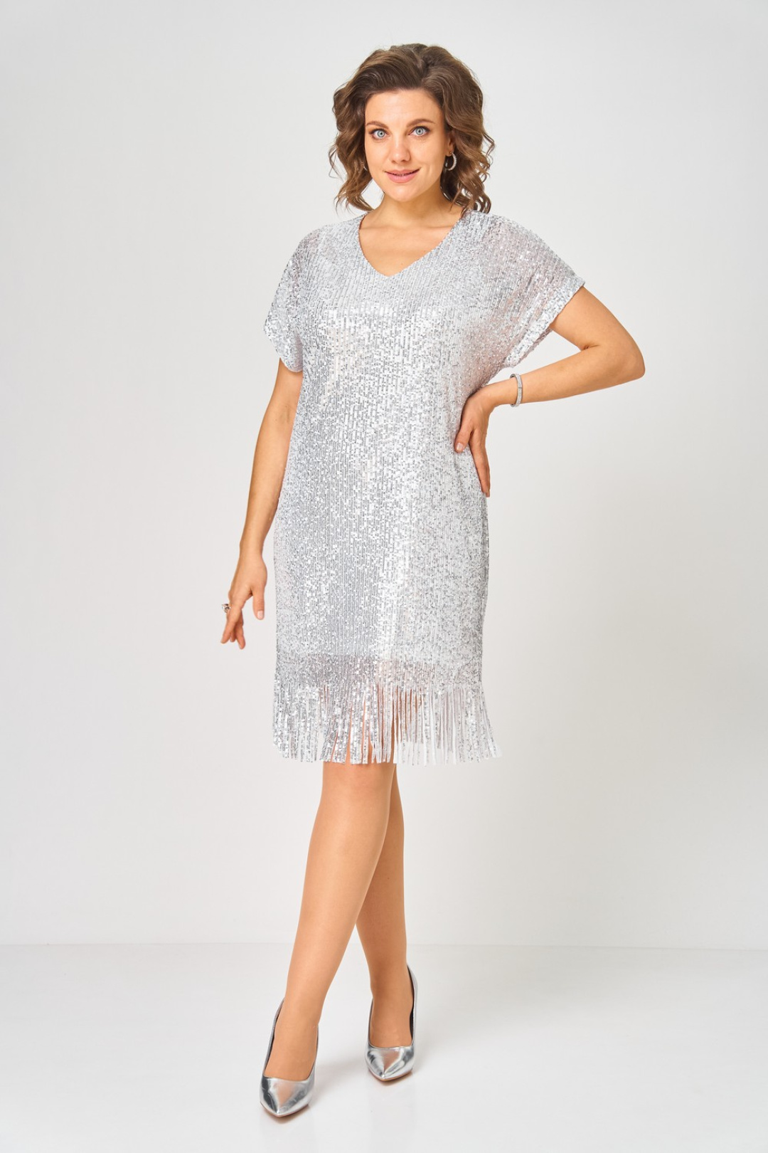Платье Светлана-Стиль 2046 белое серебро - фото 5