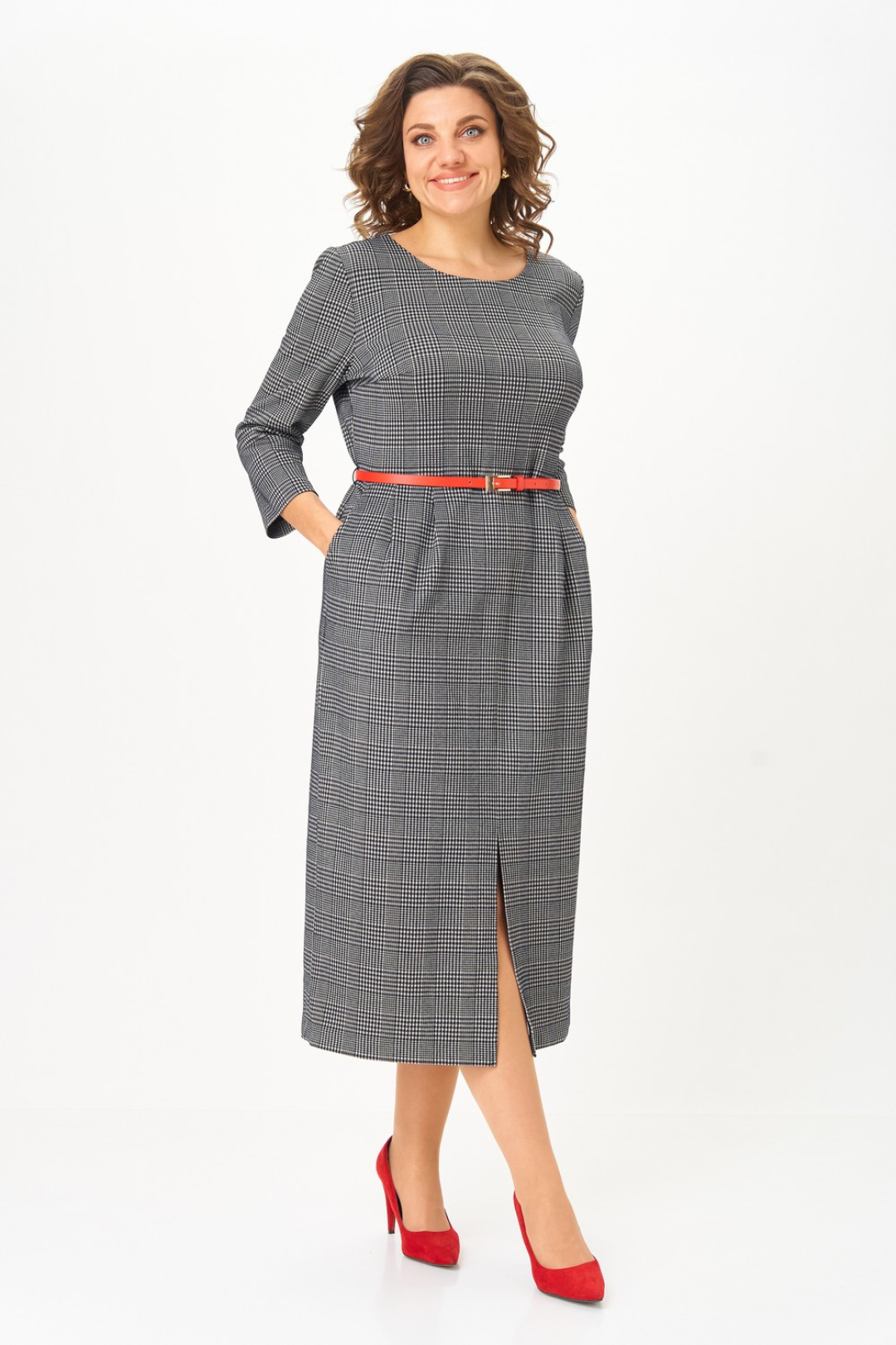 Платье Светлана-Стиль 2166 серый клетка - фото 1