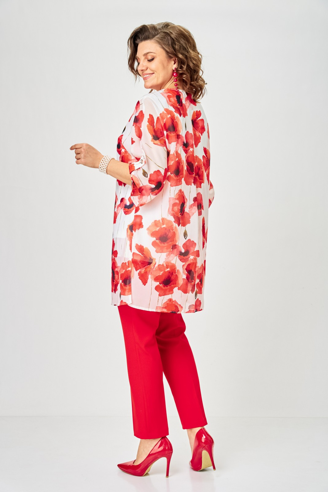 Костюм Светлана-Стиль 2320 красный+цветы - фото 5