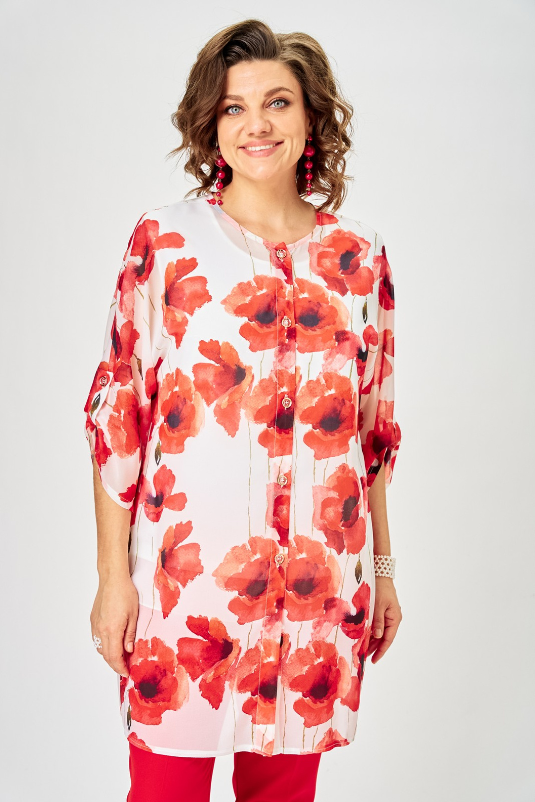 Костюм Светлана-Стиль 2320 красный+цветы - фото 6