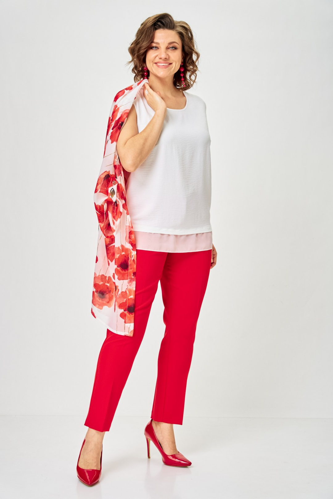 Костюм Светлана-Стиль 2320 красный+цветы