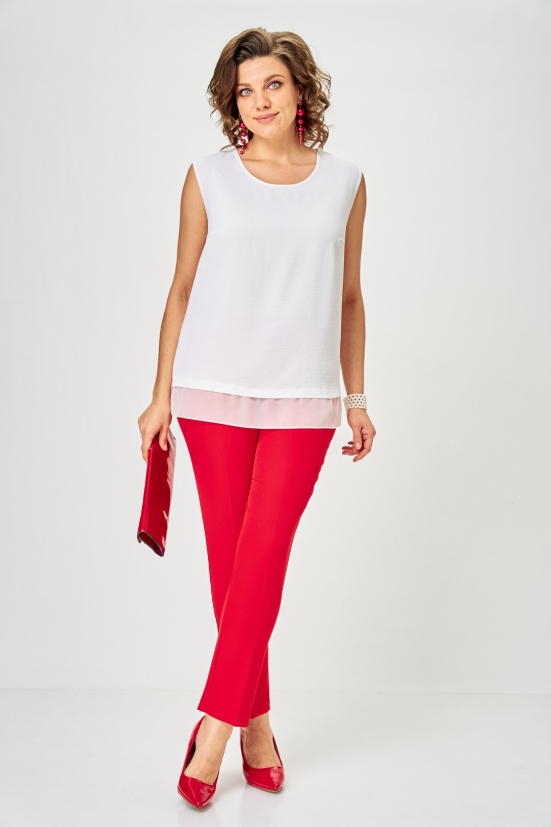 Костюм Светлана-Стиль 2320 красный+цветы