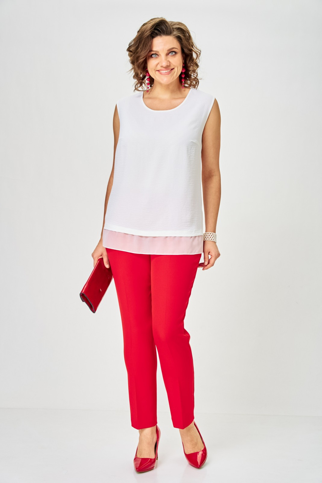 Костюм Светлана-Стиль 2320 красный+цветы