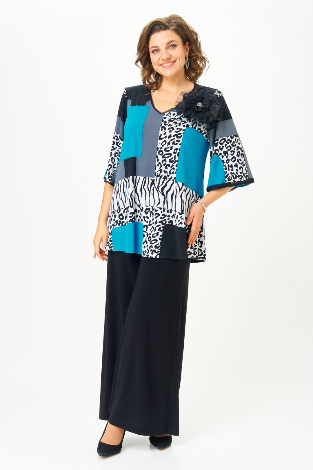 Костюм Светлана-Стиль 5035 черный принт - фото 1