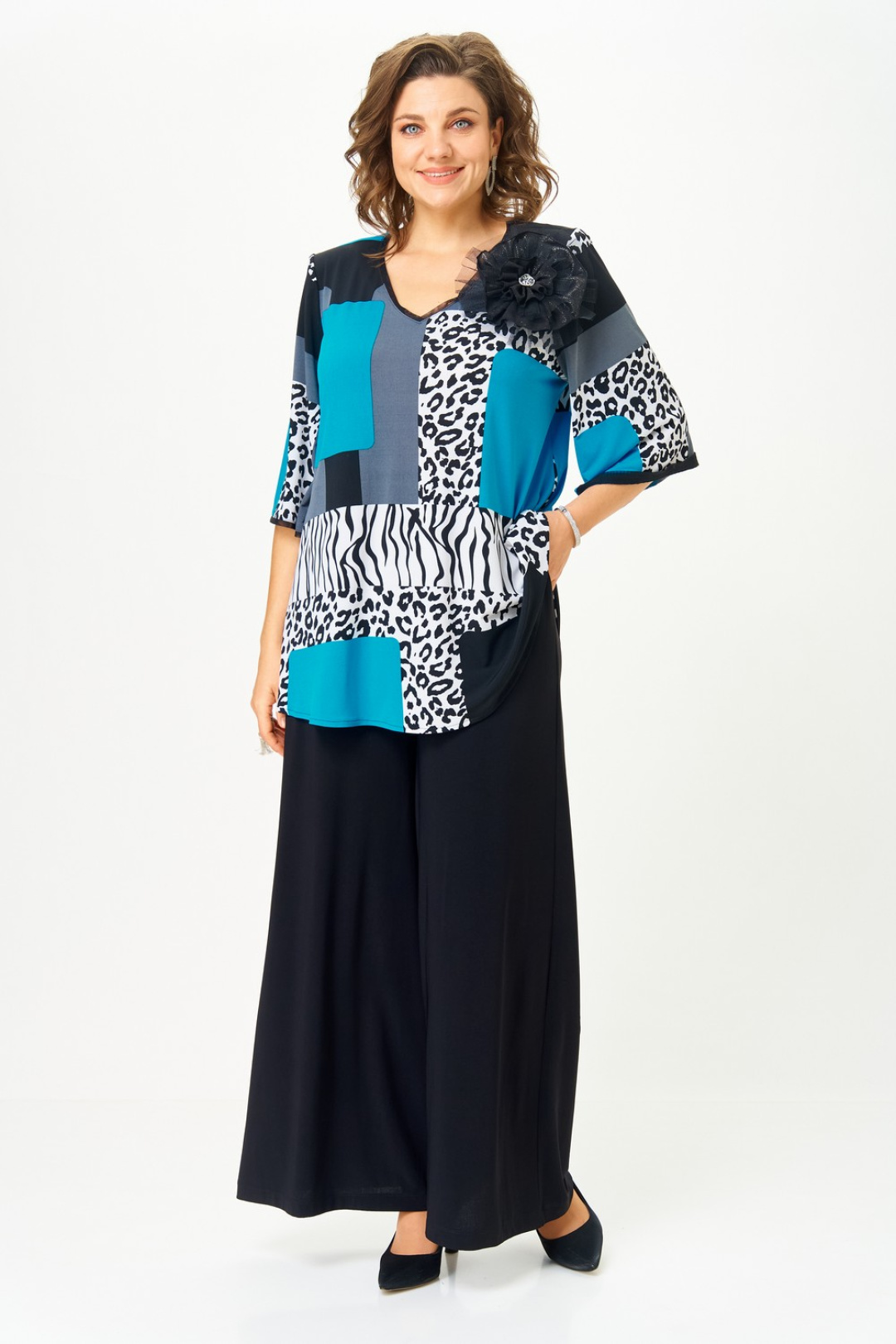 Костюм Светлана-Стиль 5035 черный принт - фото 3