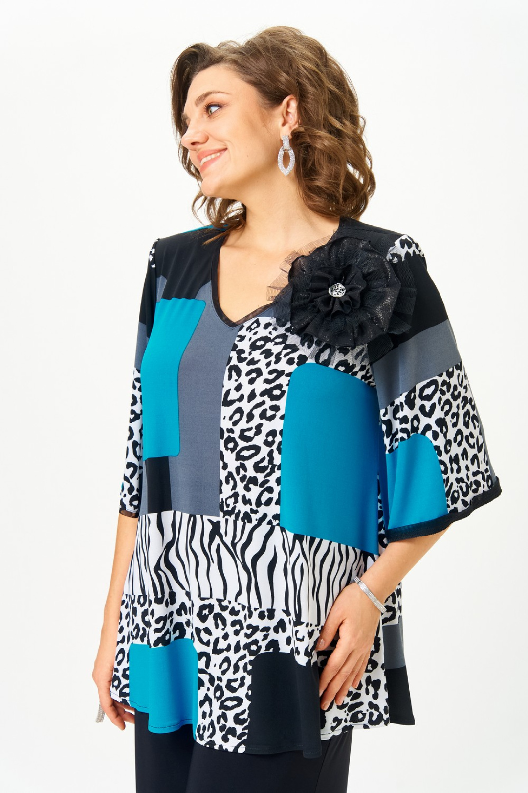 Блузка Светлана-Стиль 5036 черный принт - фото 3