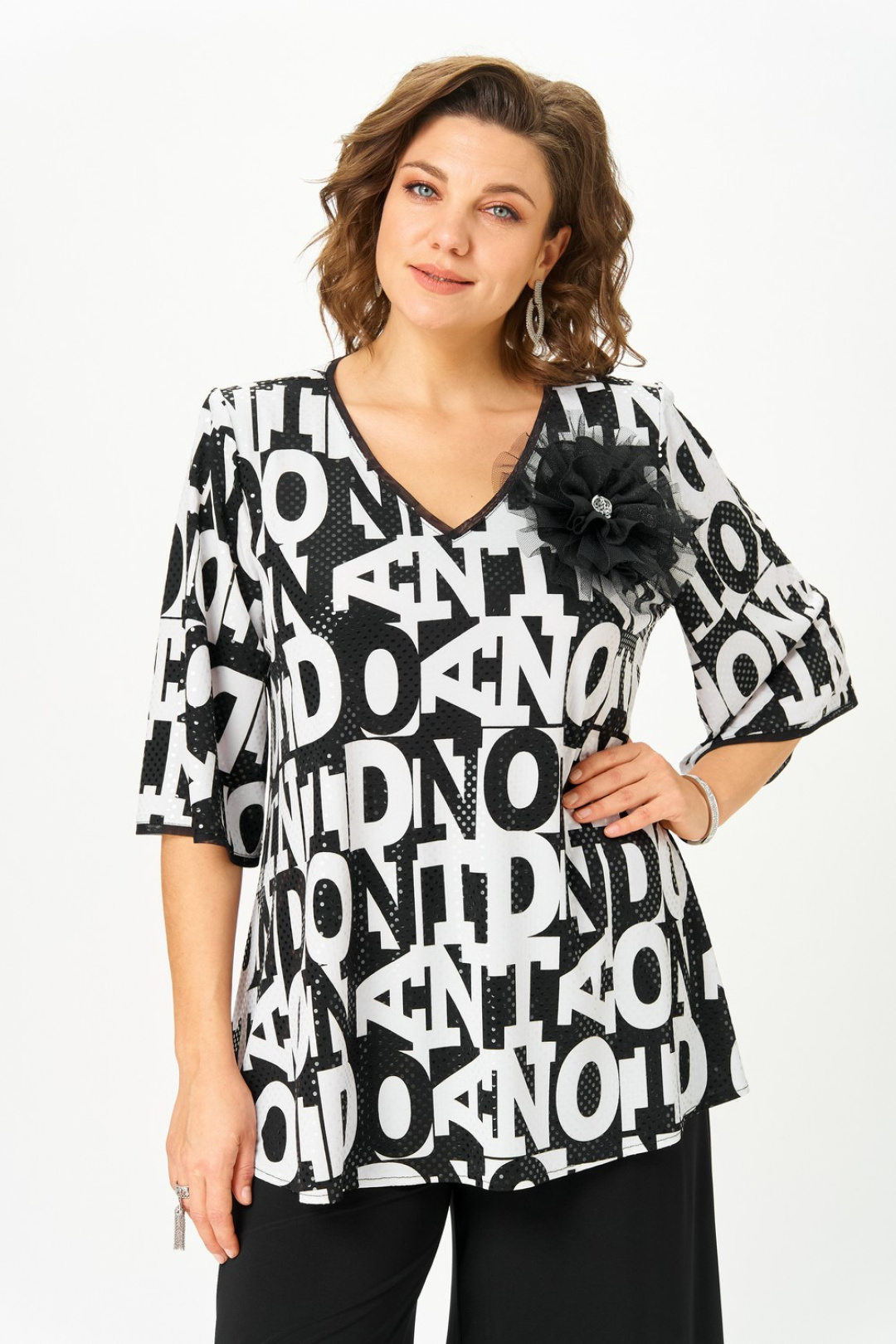 Блузка Светлана-Стиль 5036 черный+буквы - фото 2