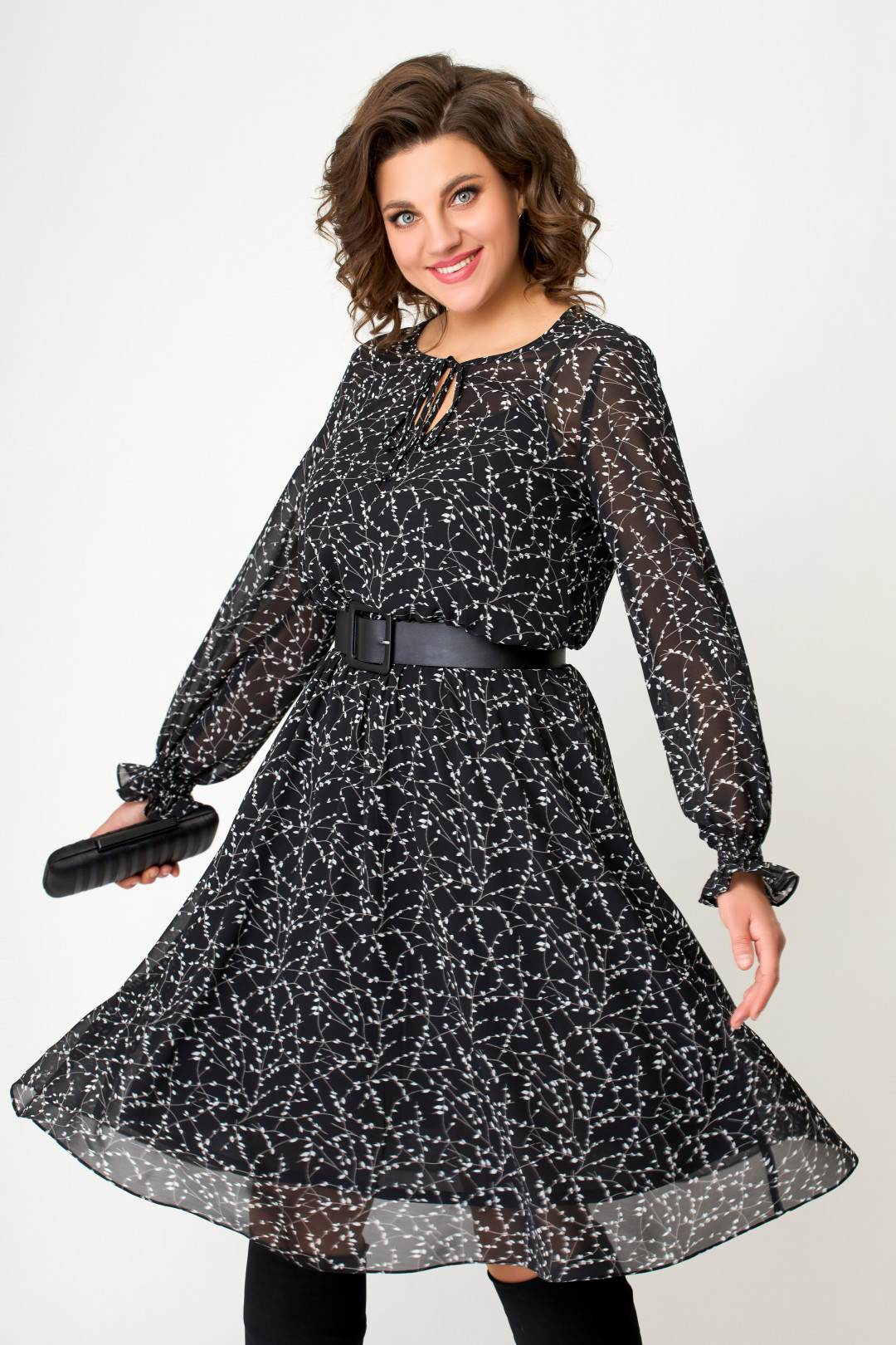 Платье Swallow 650 чёрно-белая лоза - фото 4