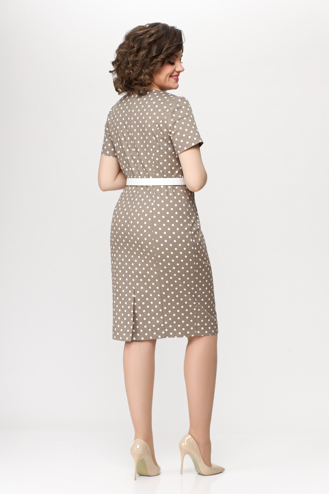 Платье Swallow 659.1 песочный в белый горох - фото 2