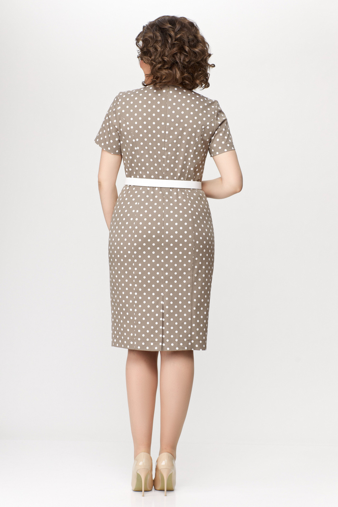 Платье Swallow 659.1 песочный в белый горох - фото 3