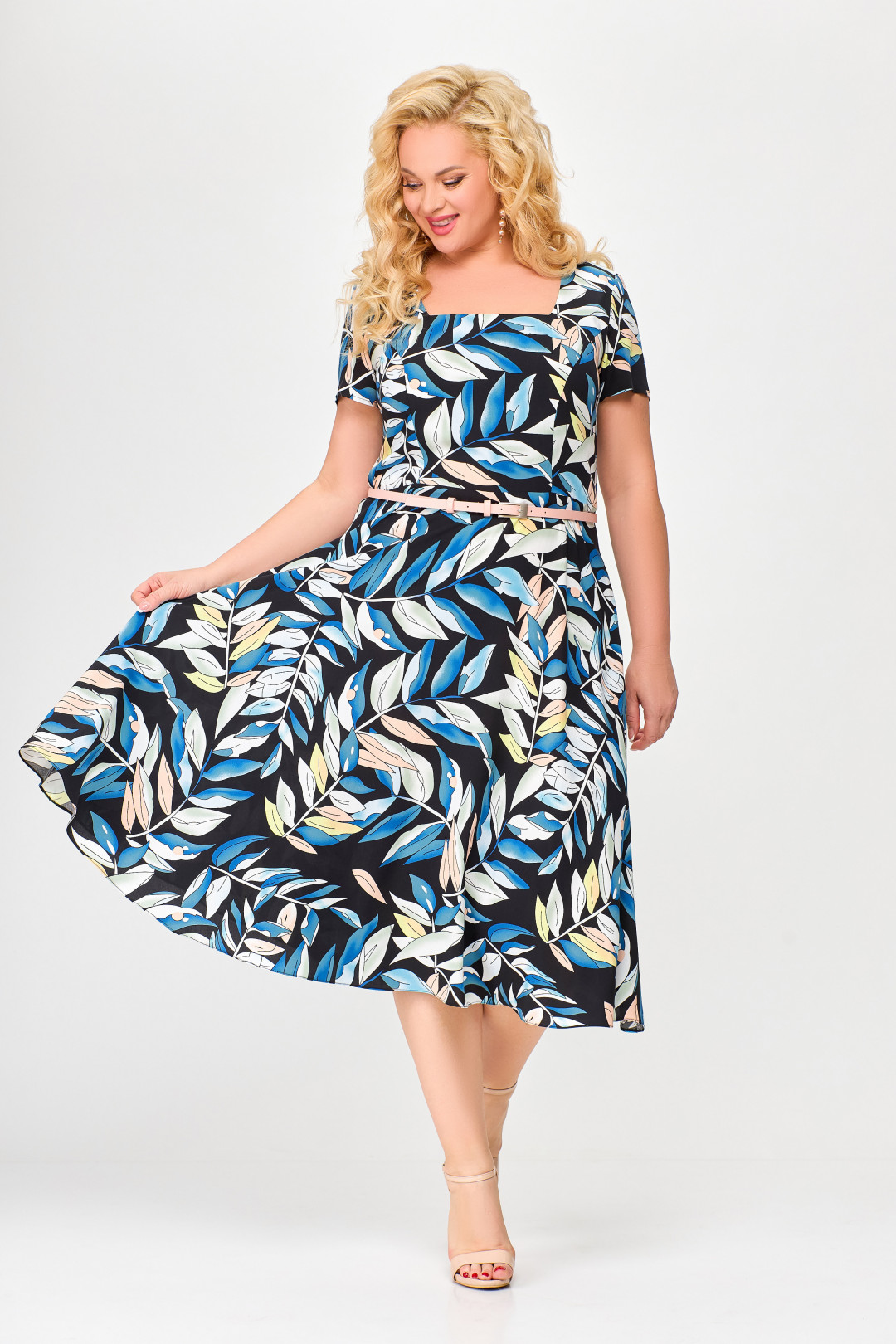 Платье Swallow 667.2 принт цветные листья - фото 4