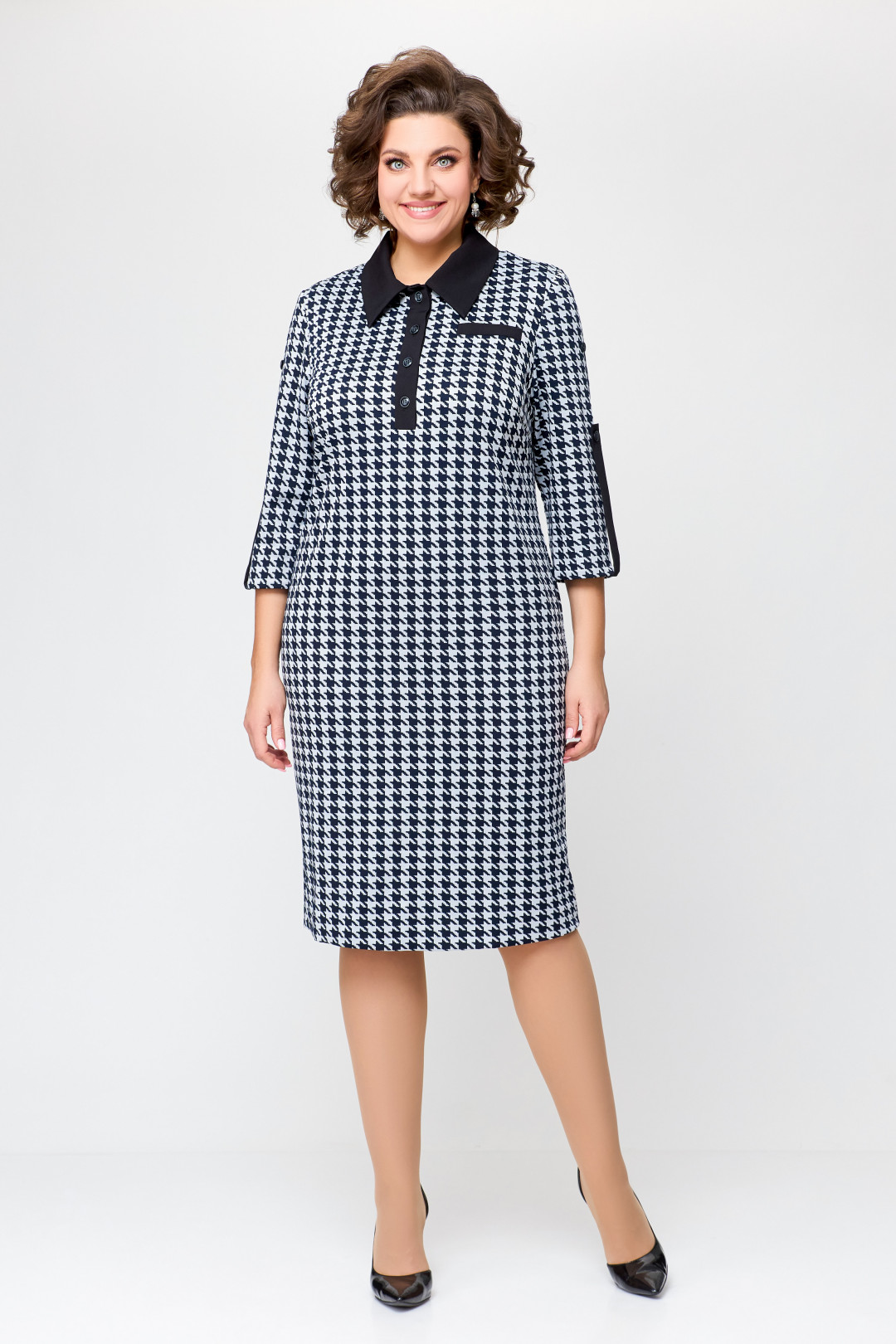 Платье Swallow 697.1 черно-белая «гусиная лапка» - фото 1