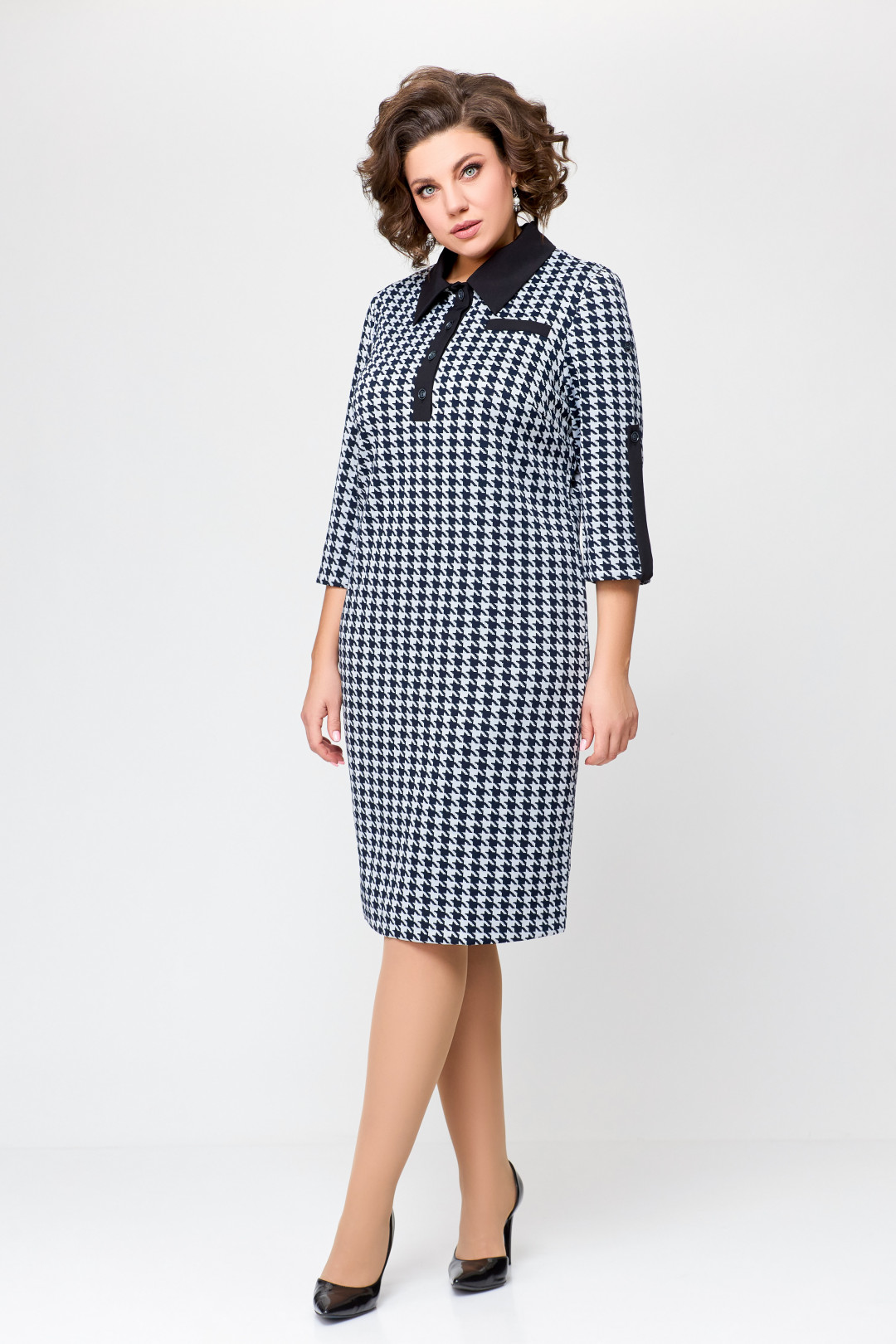 Платье Swallow 697.1 черно-белая «гусиная лапка» - фото 2