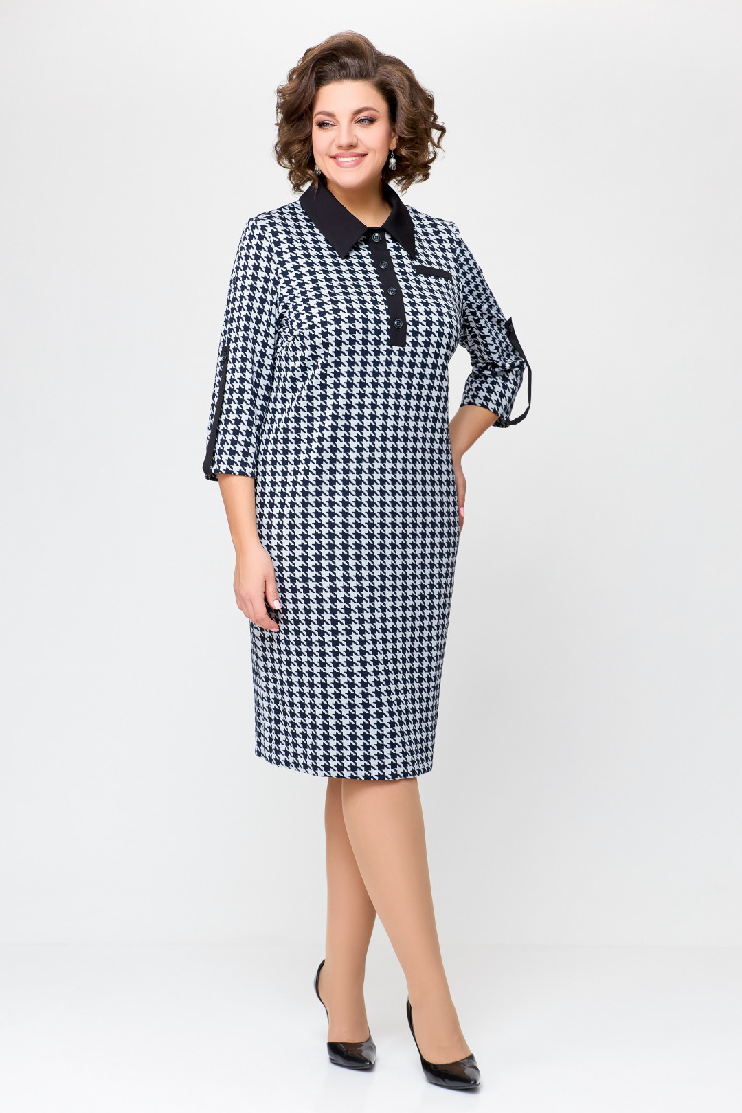 Платье Swallow 697.1 черно-белая «гусиная лапка» - фото 4