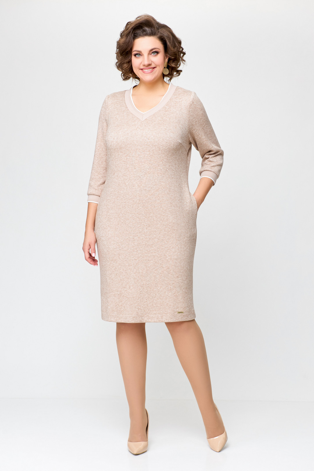 Платье Swallow 702.1 бежевый меланж - фото 1