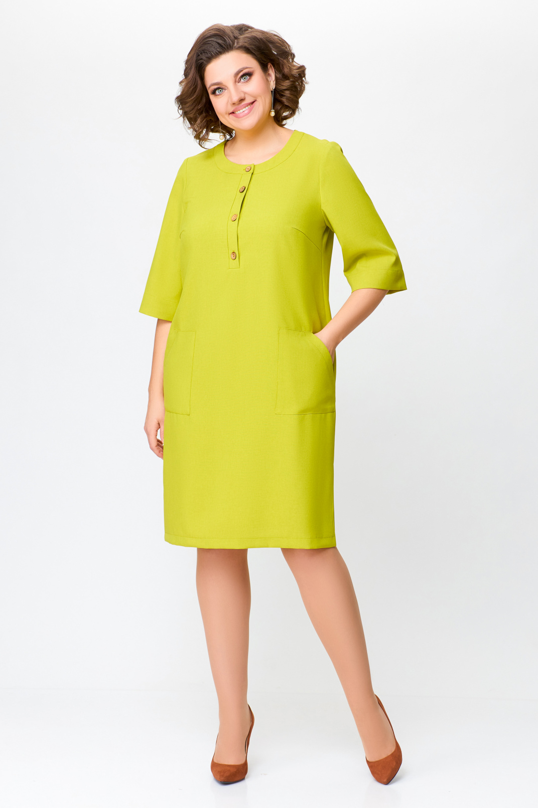 Платье Swallow 717 золотая олива - фото 1