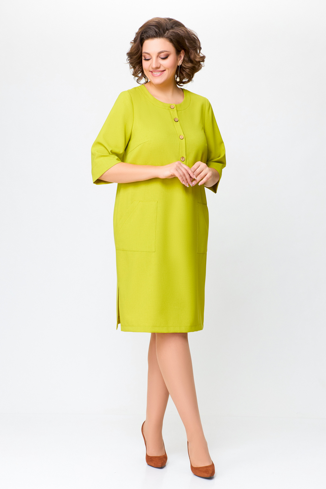 Платье Swallow 717 золотая олива - фото 4