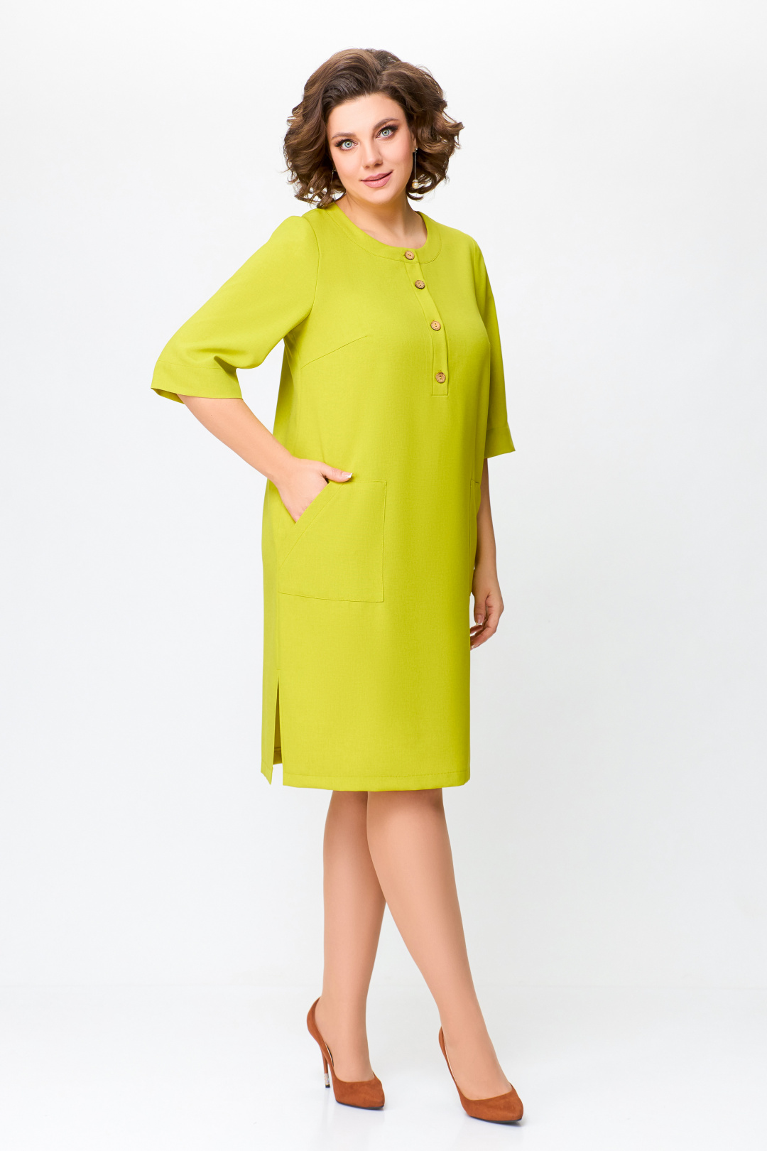 Платье Swallow 717 золотая олива - фото 5