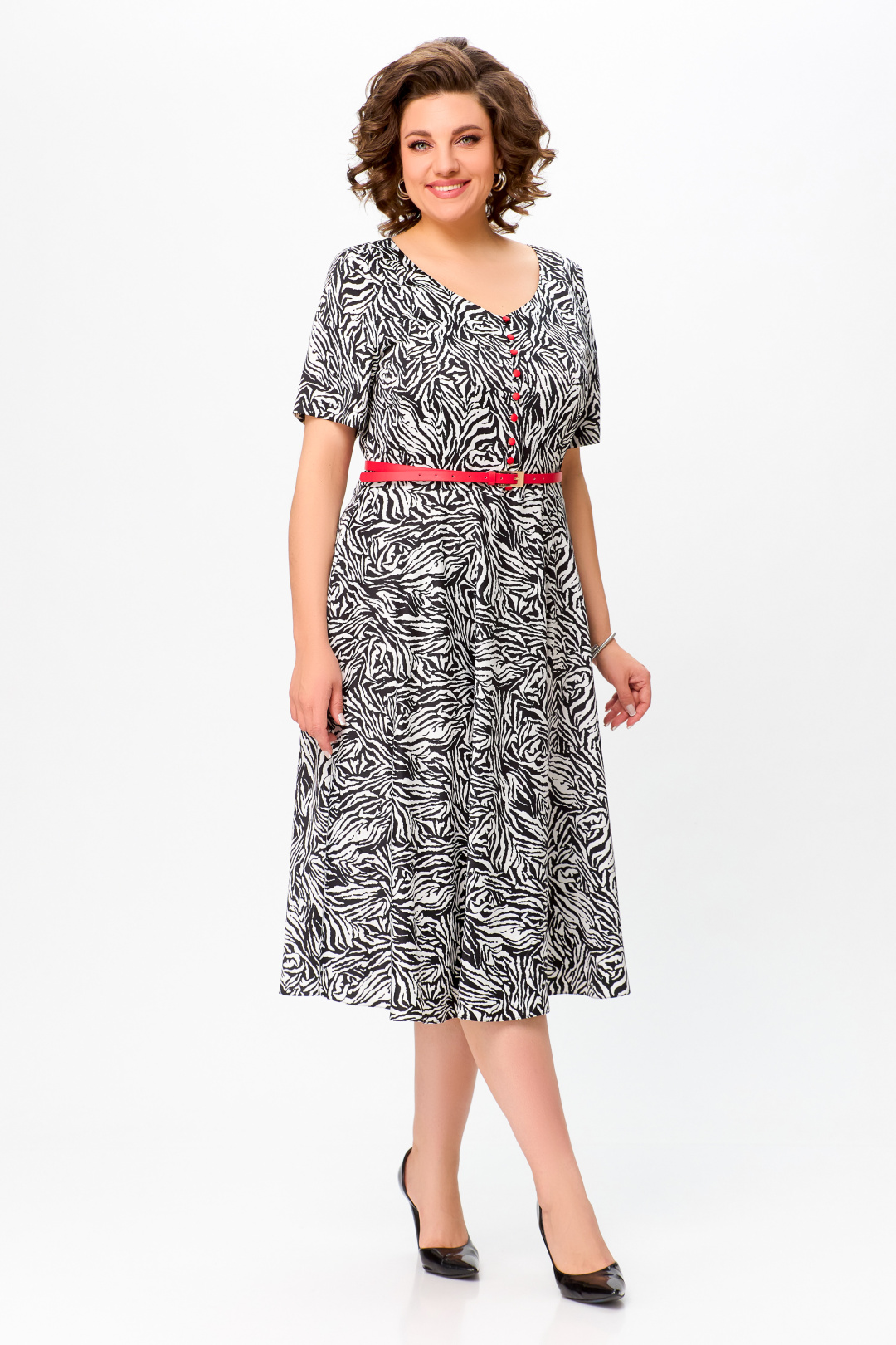 Платье Swallow 733 принт черная зебра - фото 2