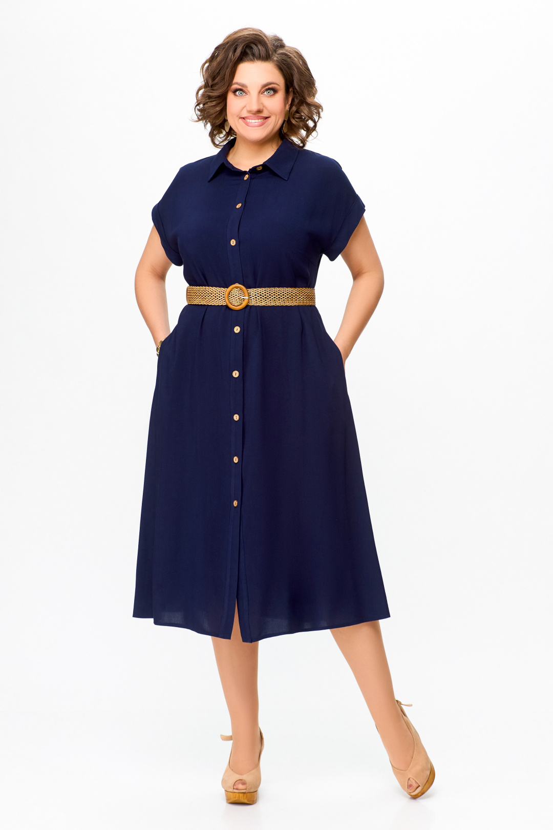 Платье Swallow 739 темно синий - фото 4