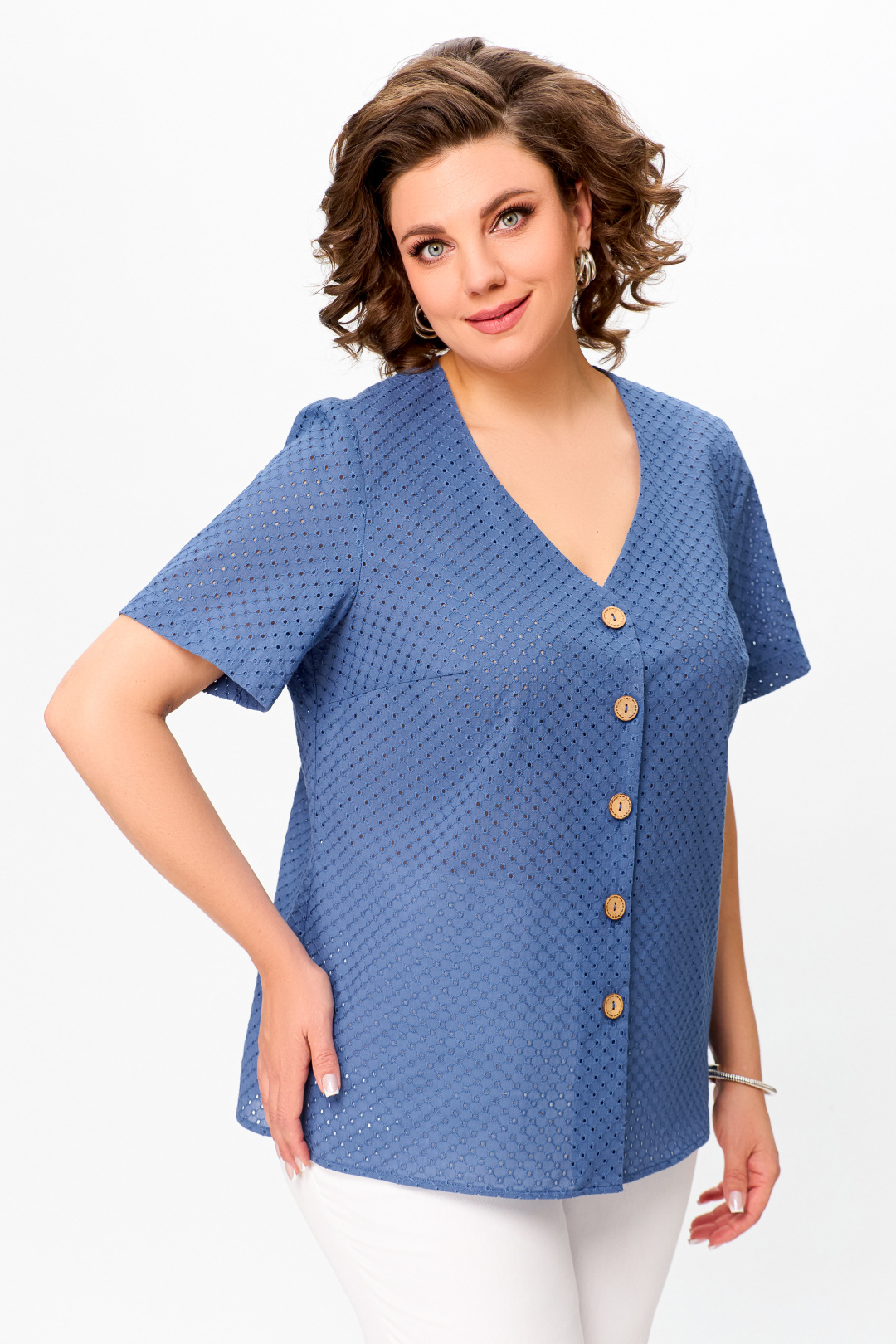 Блузка Swallow 743.1 сизо-голубой - фото 1