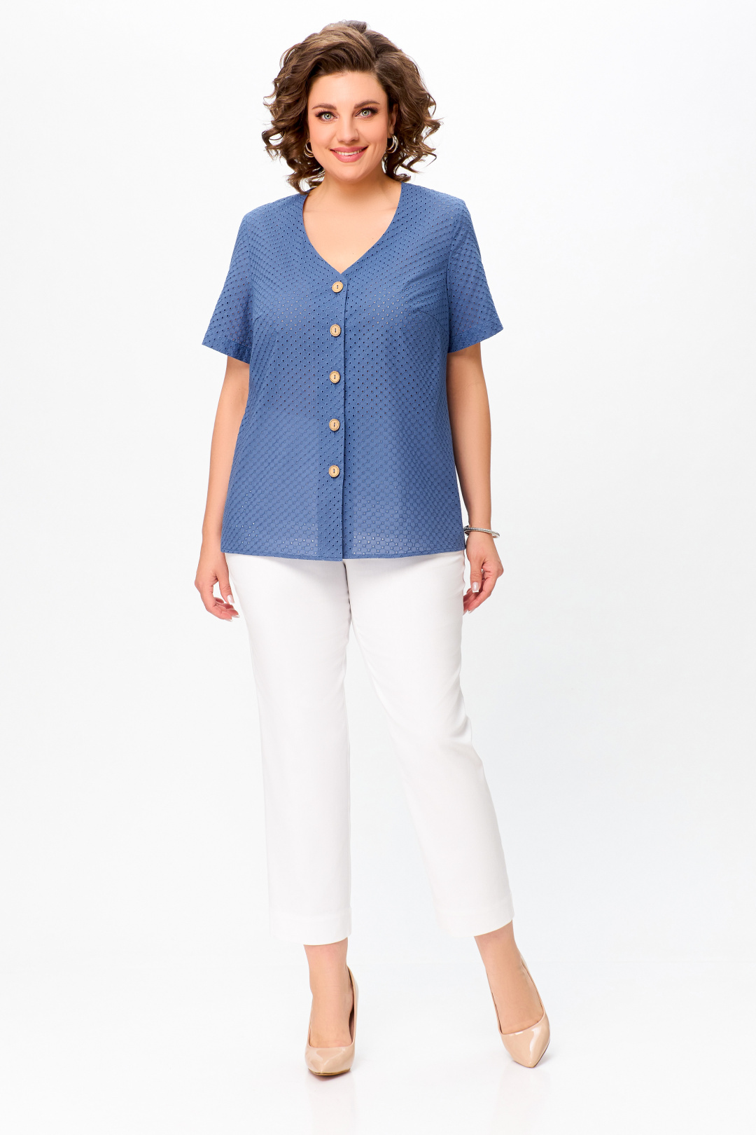 Блузка Swallow 743.1 сизо-голубой - фото 5