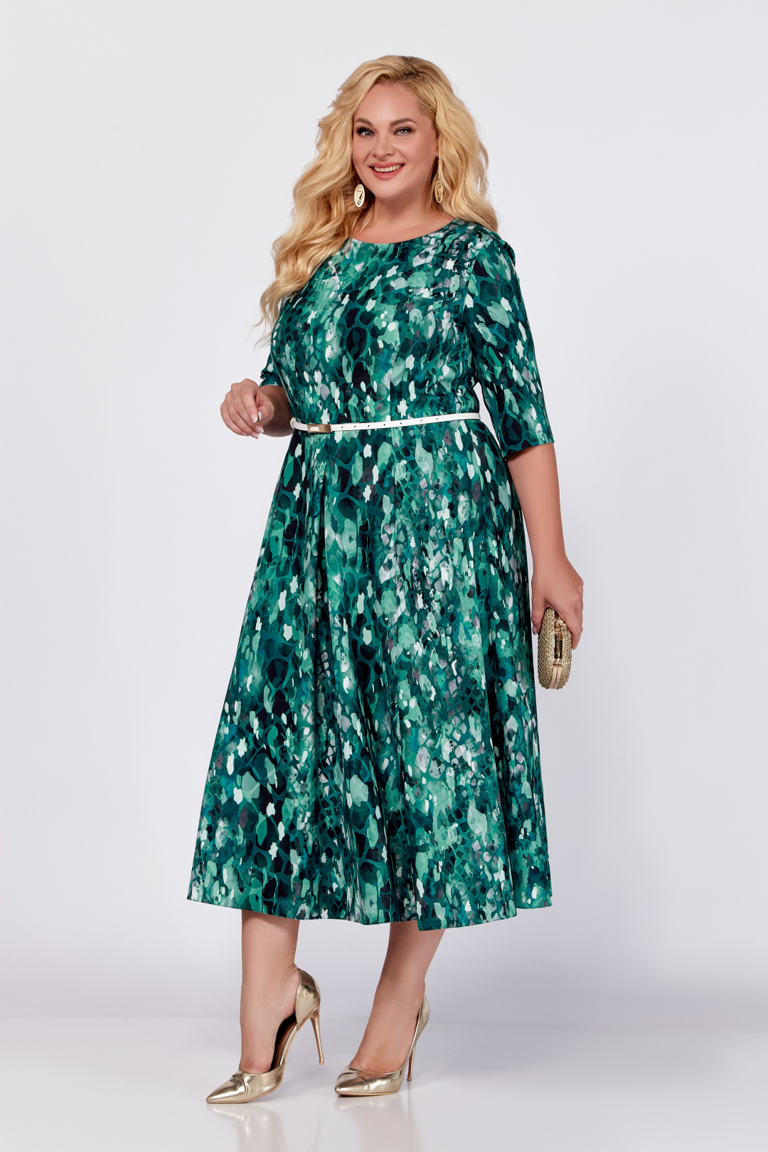 Платье Swallow 764 светлый малахит,принт "цветные камни" - фото 2