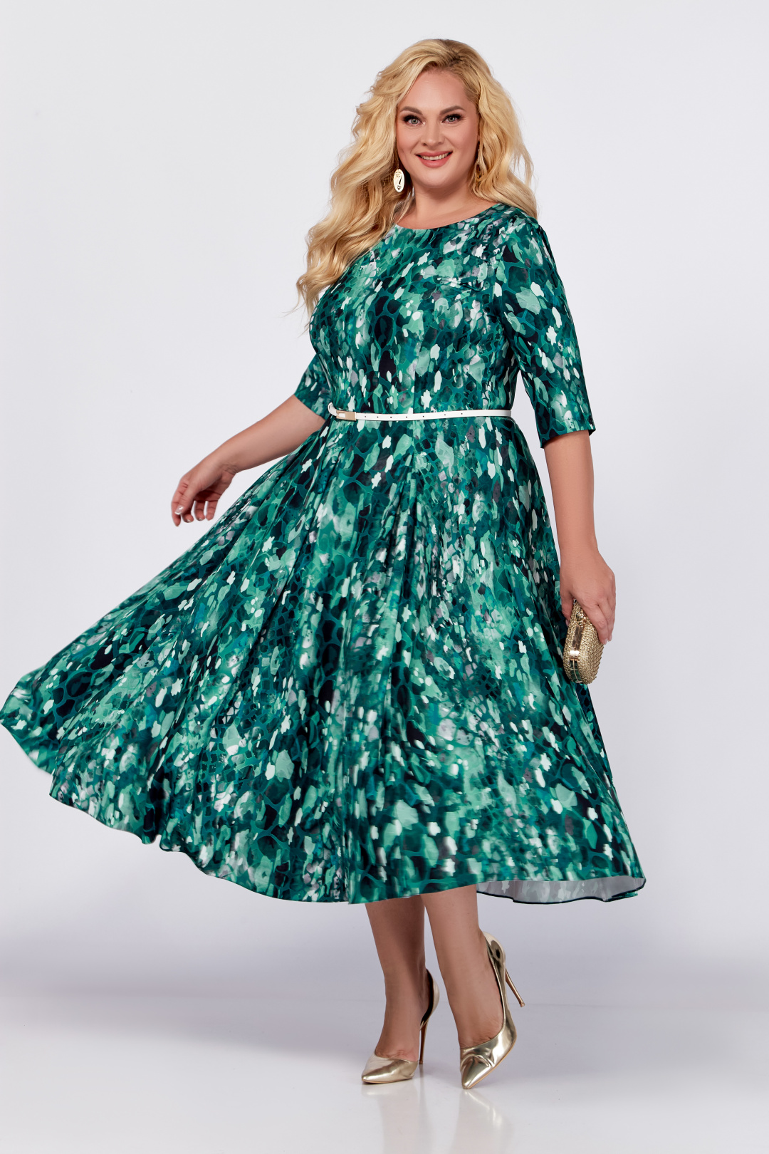 Платье Swallow 764 светлый малахит,принт "цветные камни" - фото 3