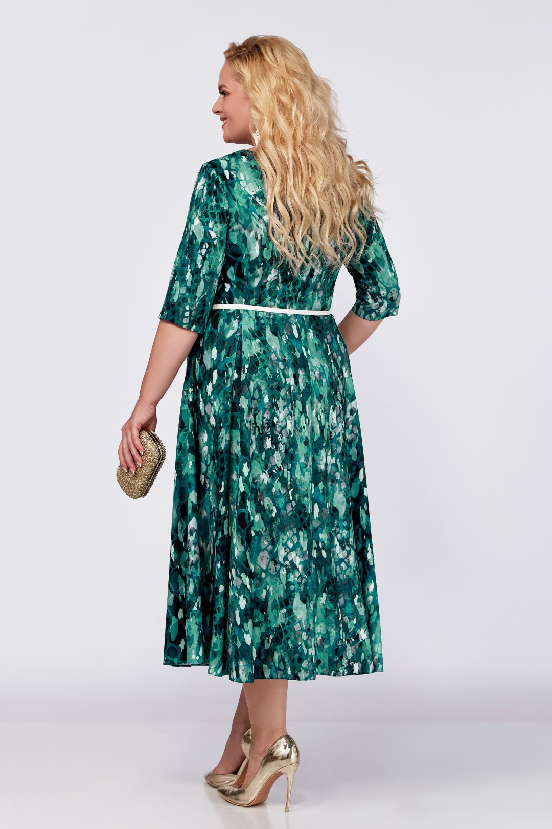 Платье Swallow 764 светлый малахит,принт "цветные камни" - фото 6