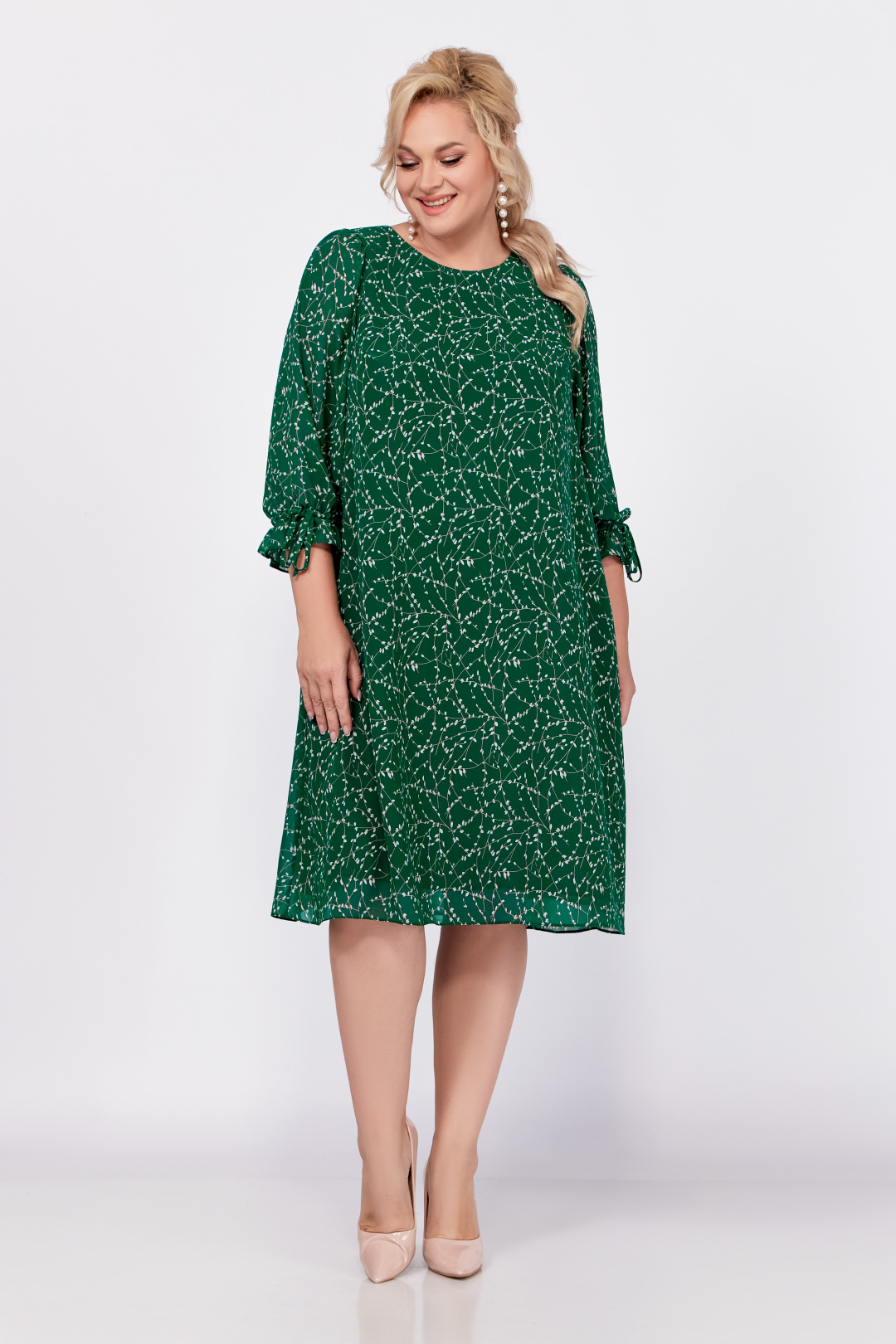 Платье Swallow 767 зелено-белая лоза - фото 2