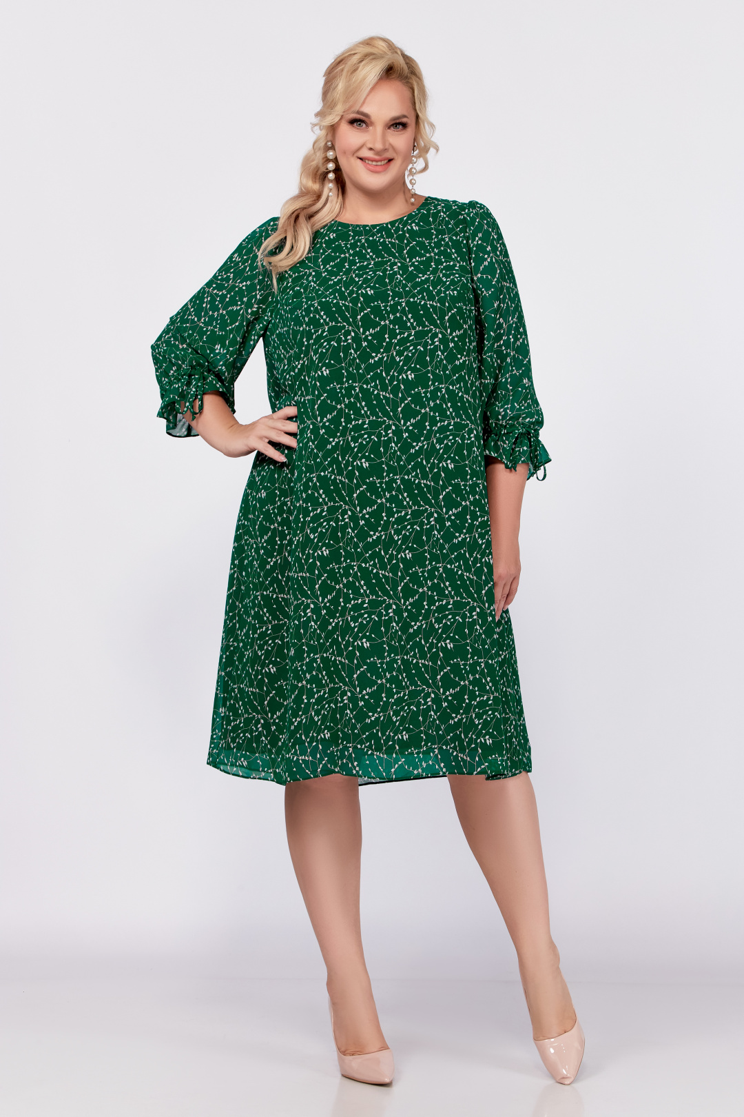 Платье Swallow 767 зелено-белая лоза - фото 3