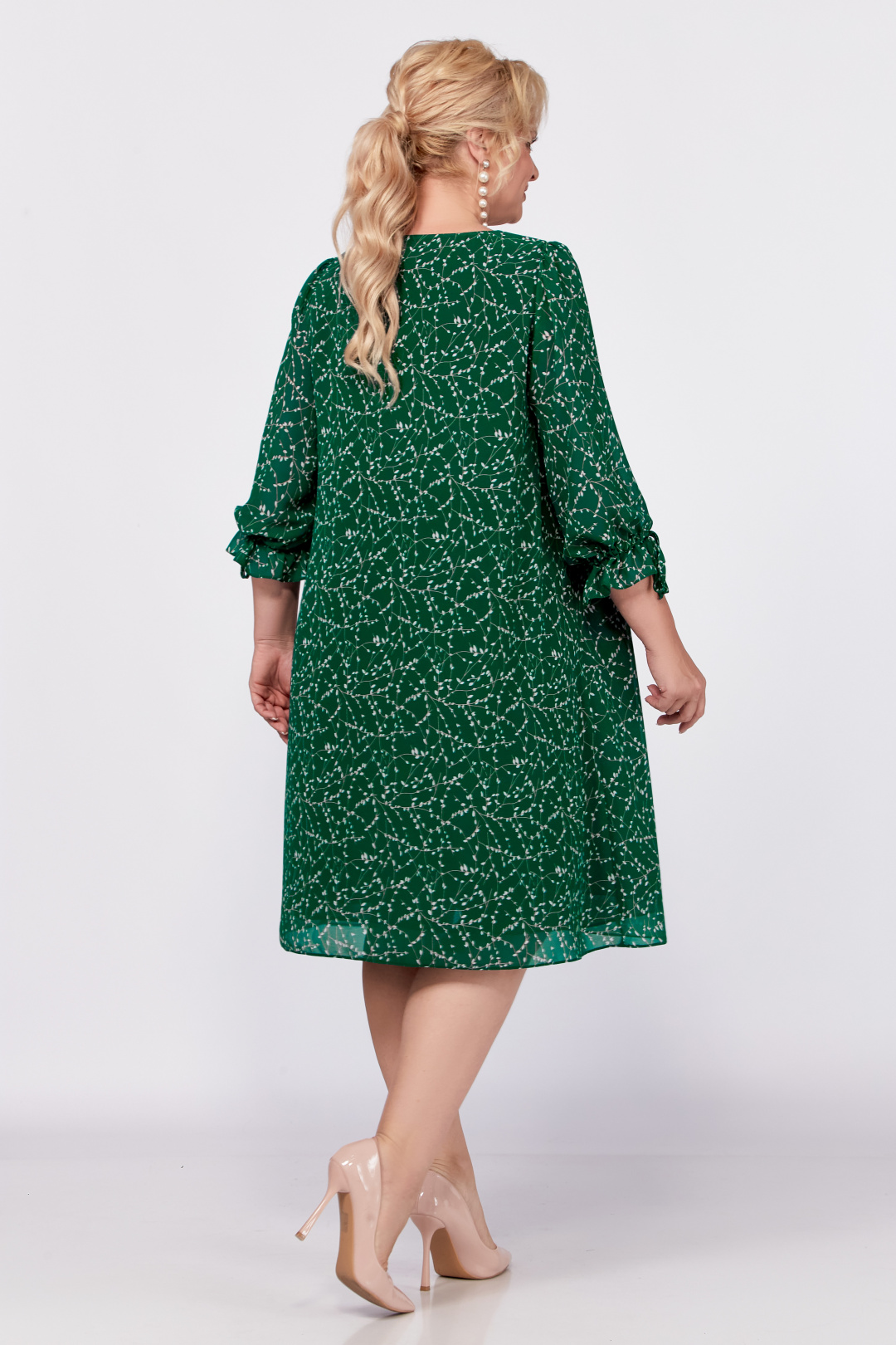 Платье Swallow 767 зелено-белая лоза - фото 4