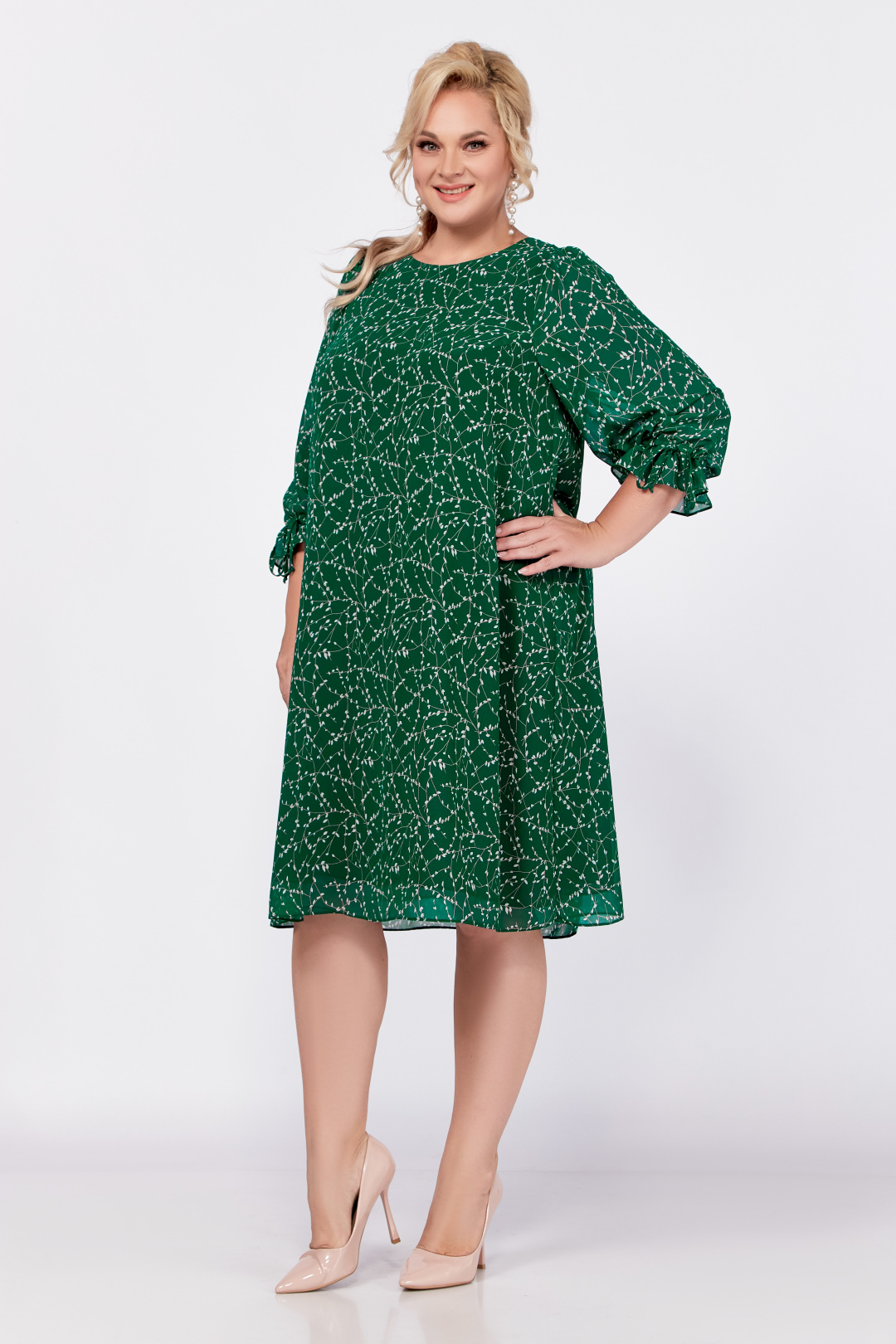Платье Swallow 767 зелено-белая лоза - фото 5